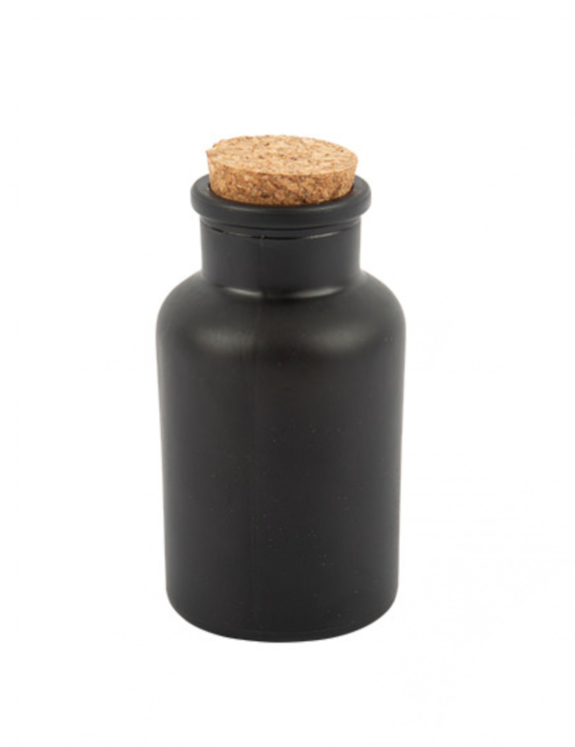 Bouteille apothicaire noire mat avec bouchon liège 11 cm 125 ml