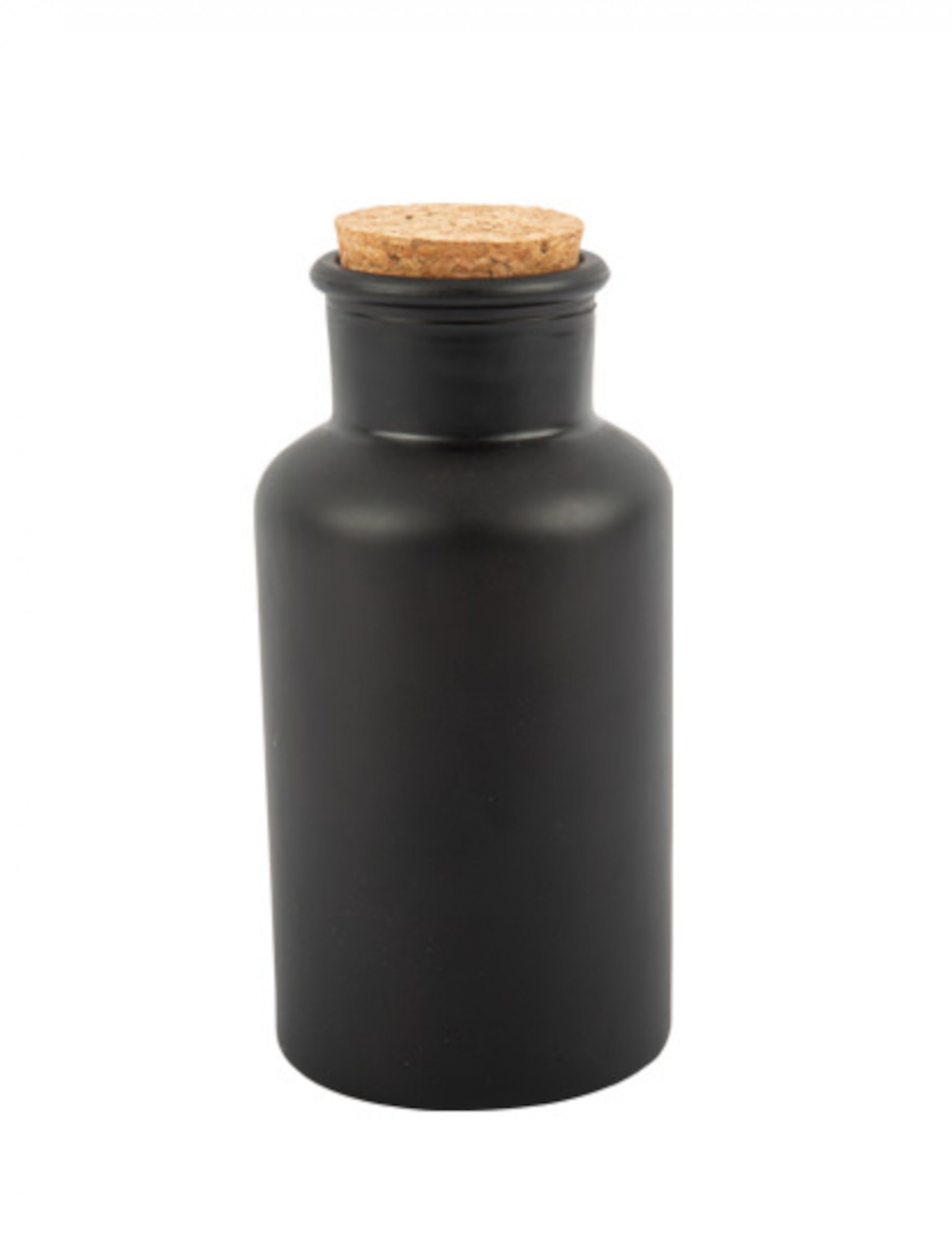Bouteille apothicaire noire mat avec bouchon liège 17 cm 500 ml