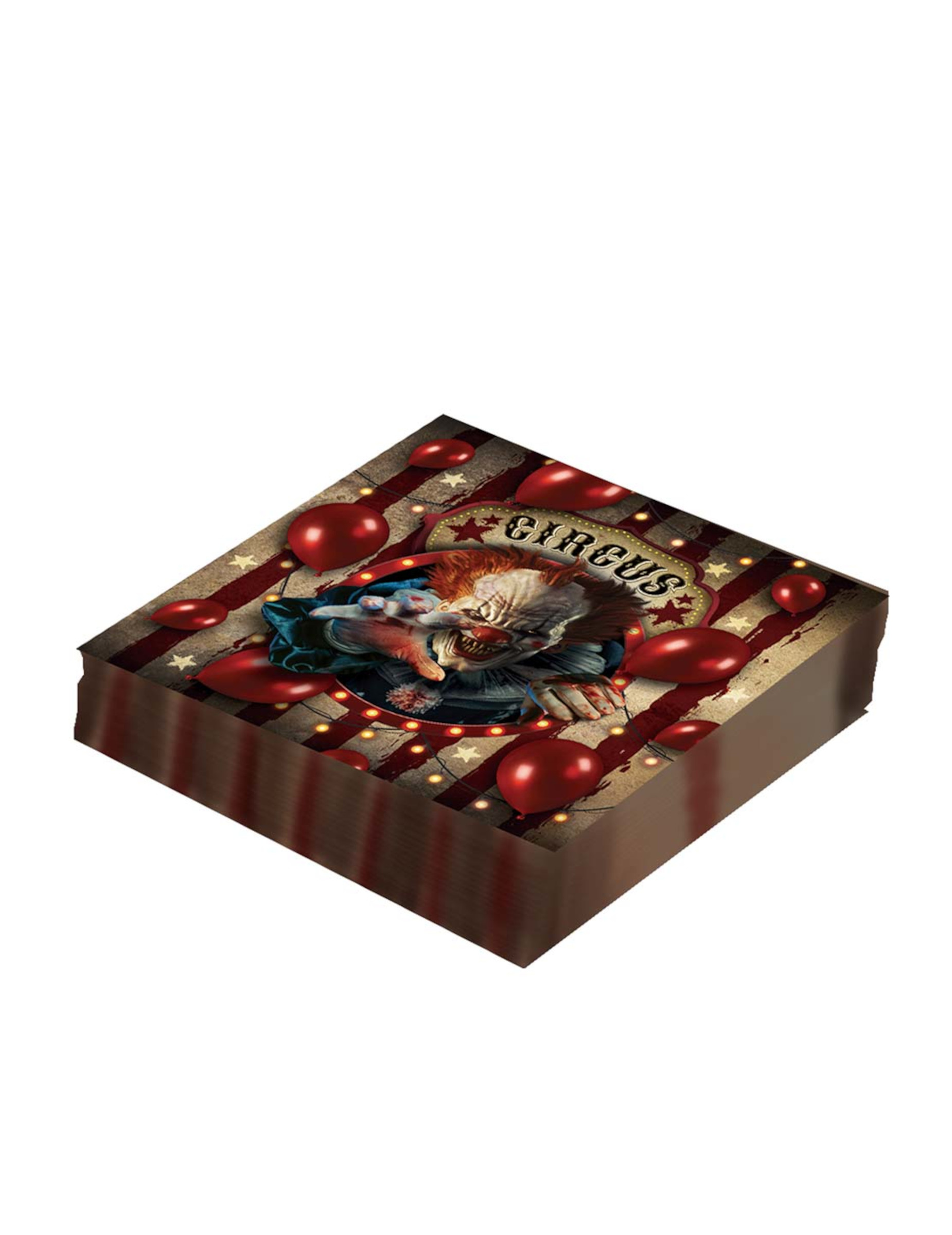 20 Serviettes en papier clown d'Halloween 33 x 33 cm