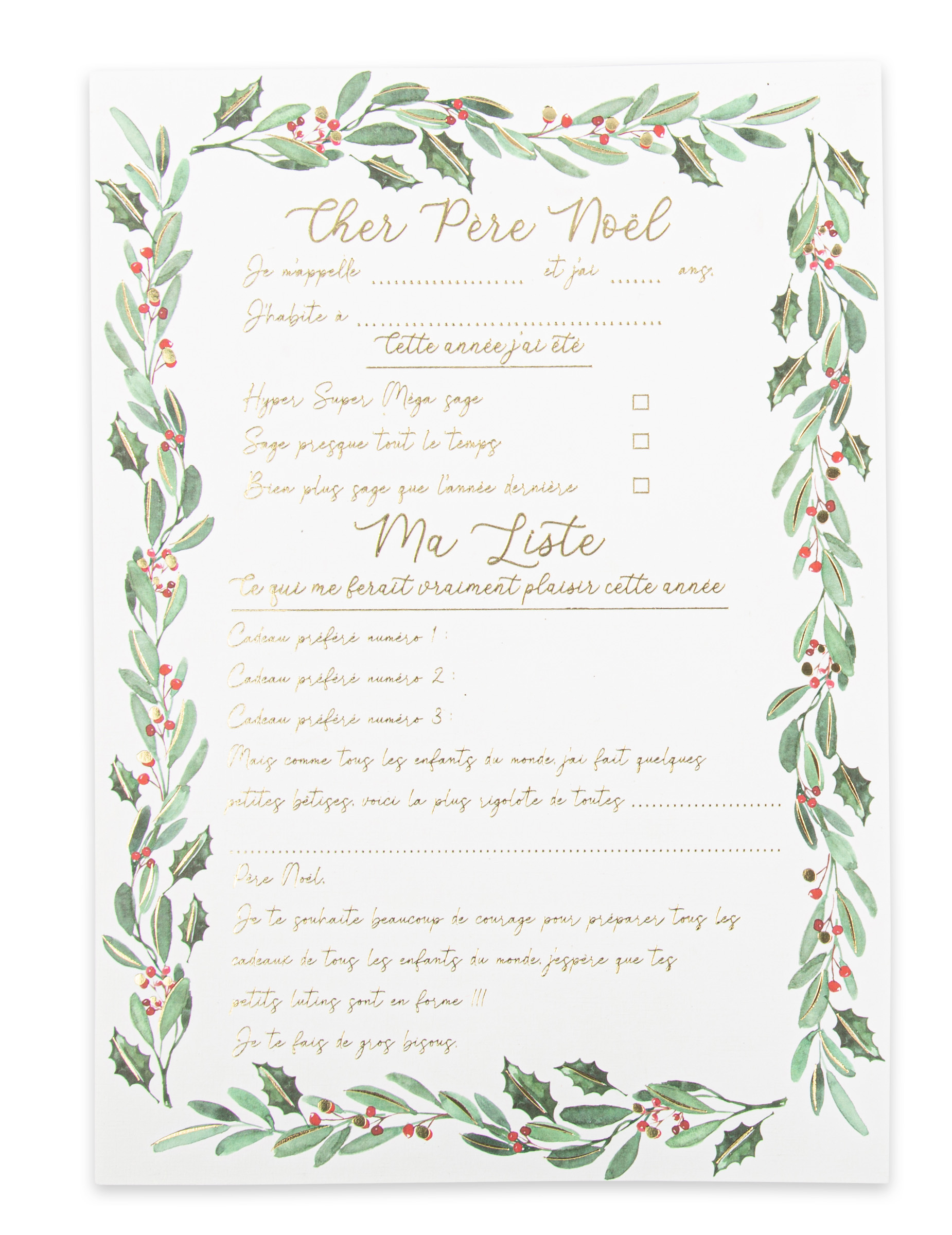 Grande lettre au Père Noël avec enveloppe Tradi Chic 21 x 28,5cm