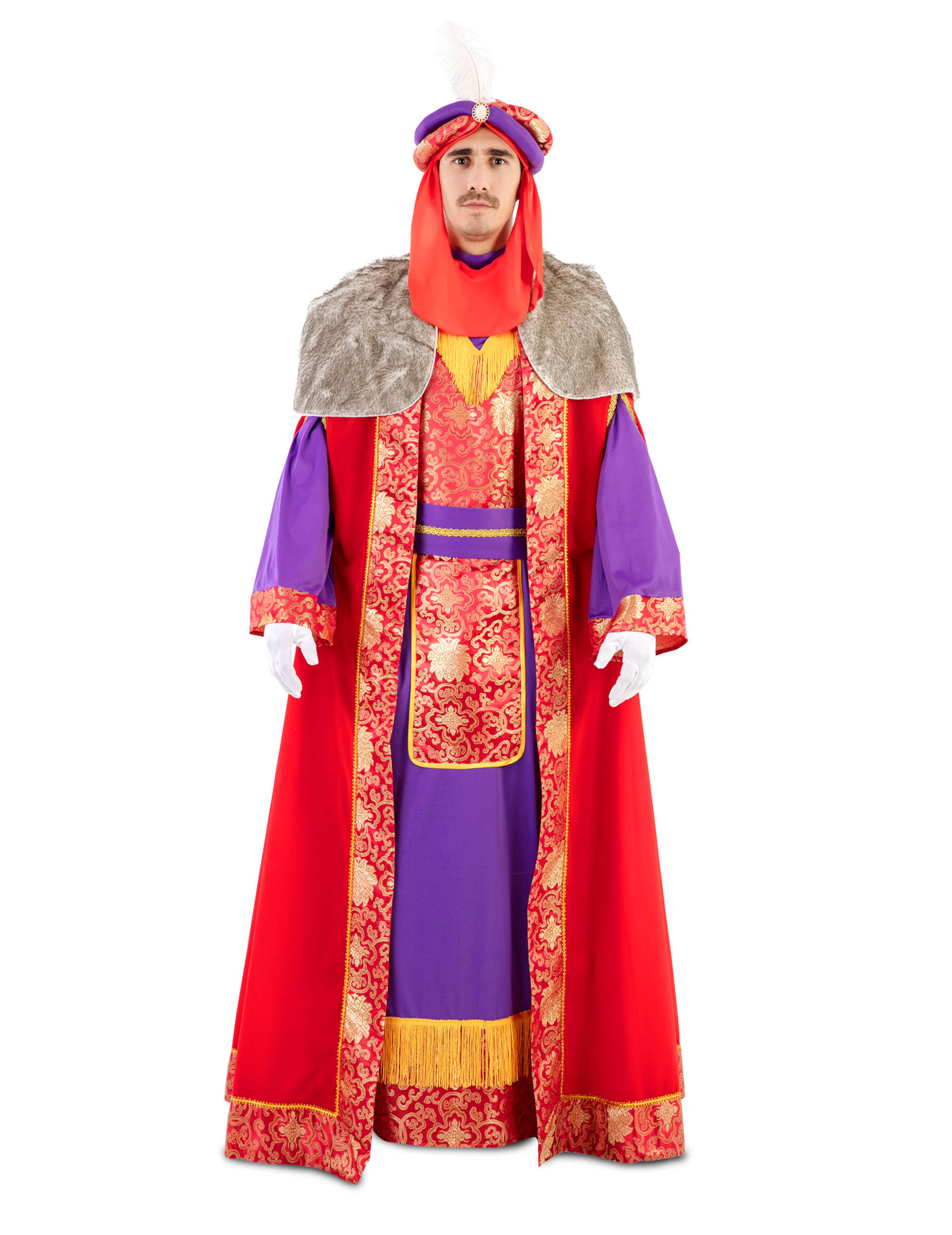 Déguisement Roi Mage luxe rouge Balthazar adulte