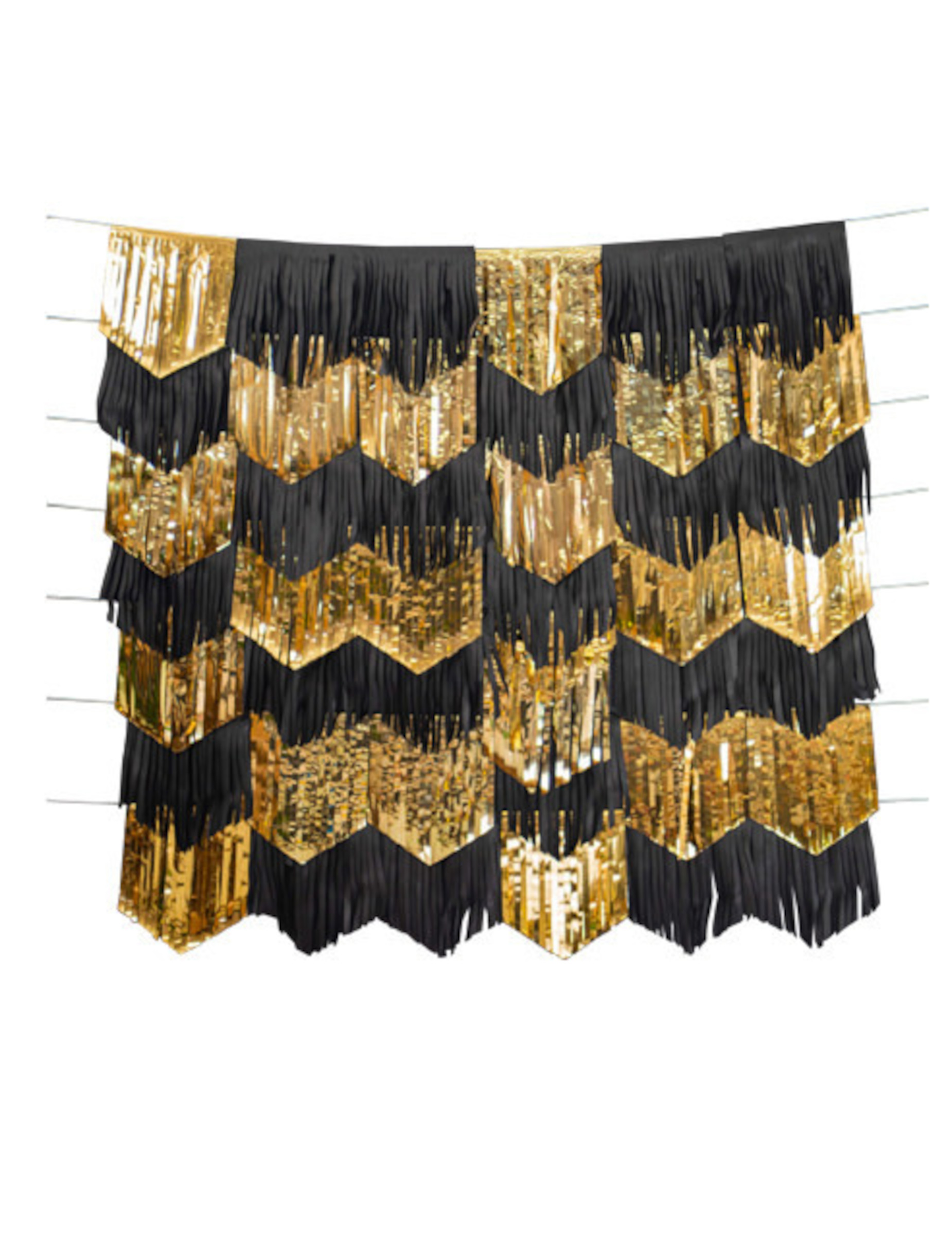 Lot de 7 guirlandes tassels noires et or 2m