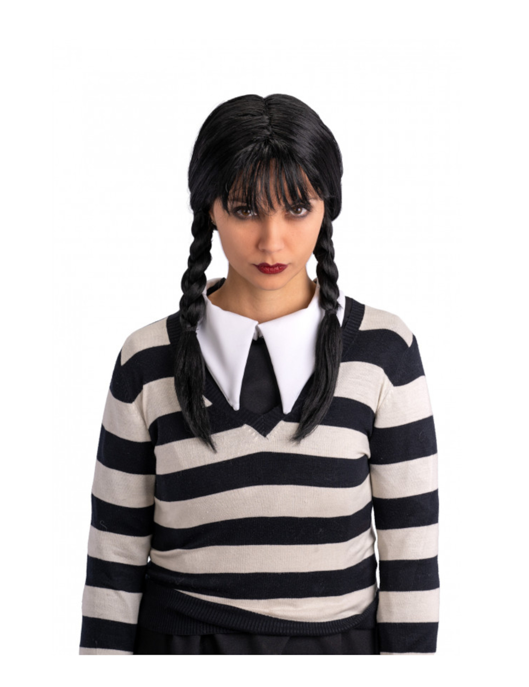 Perruque à tresses noires gothique femme