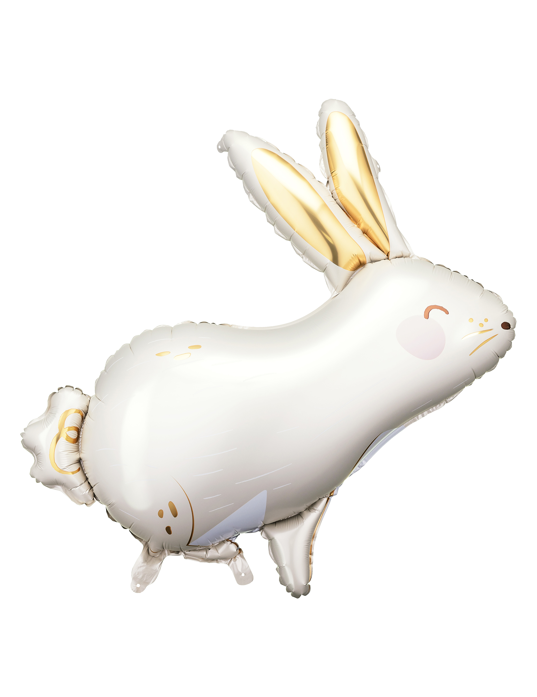 Ballon aluminium lapin blanc et or 70 x 72 cm pour Pâques