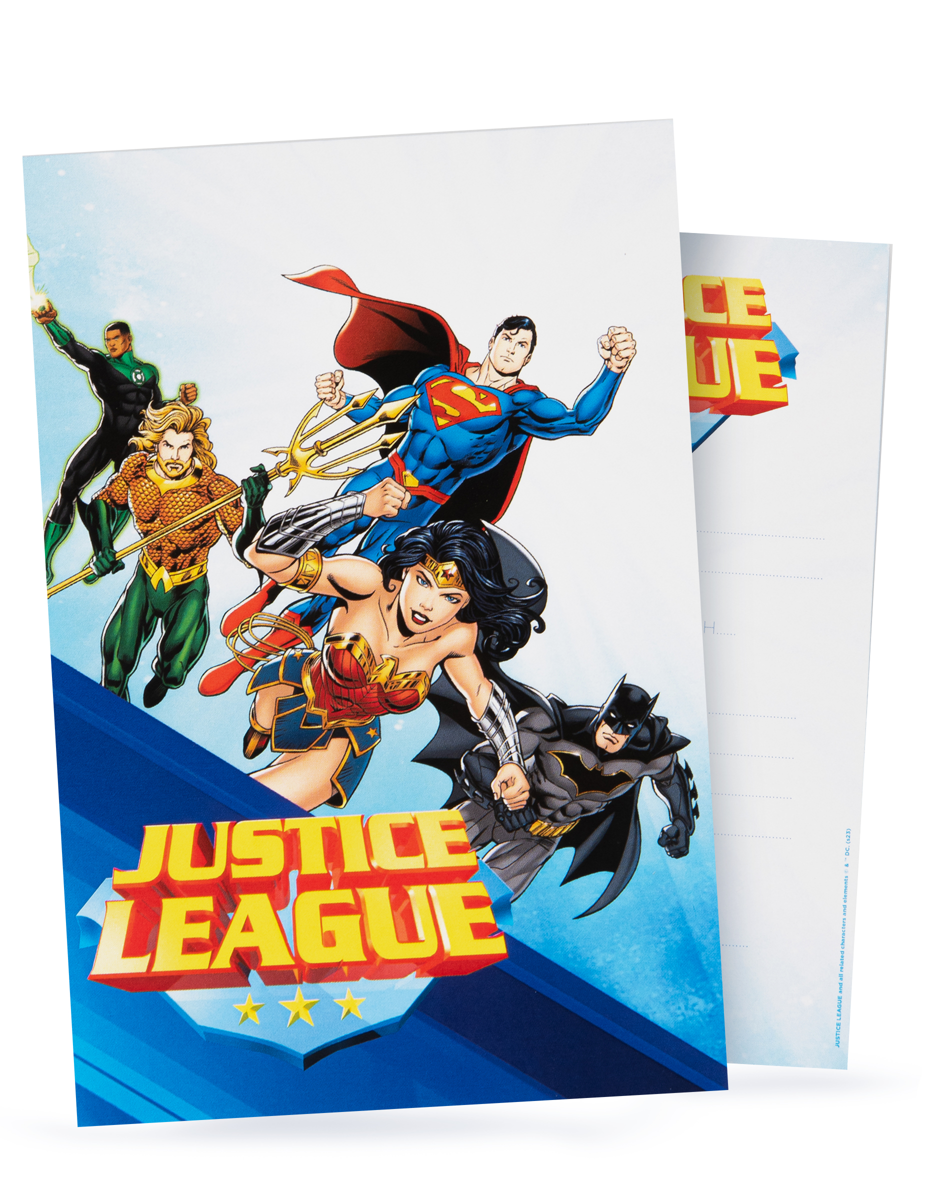 8 Cartes d'invitation avec enveloppes Justice League 10x16cm