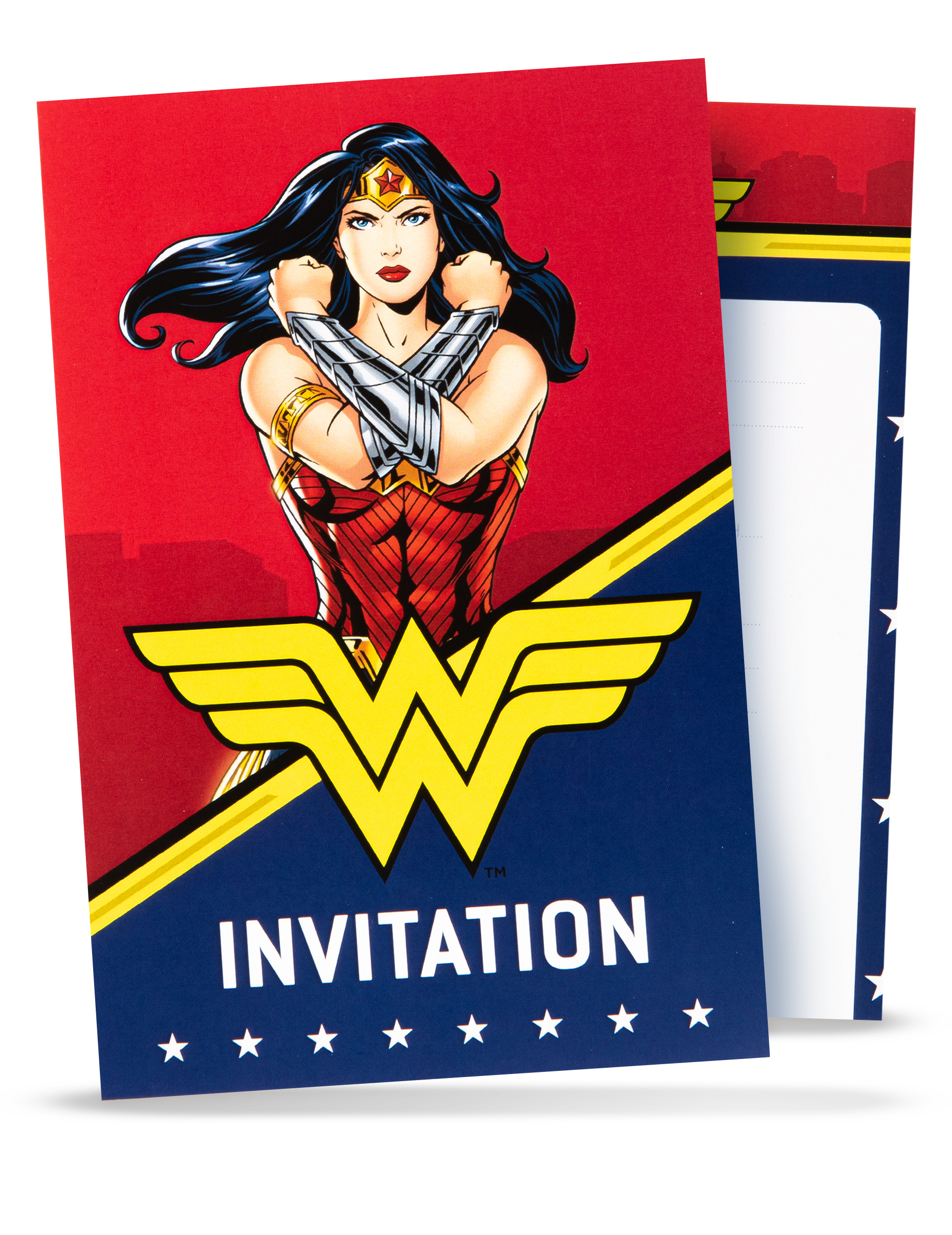 8 Cartes d'invitation avec enveloppes Wonder Woman 10x16cm