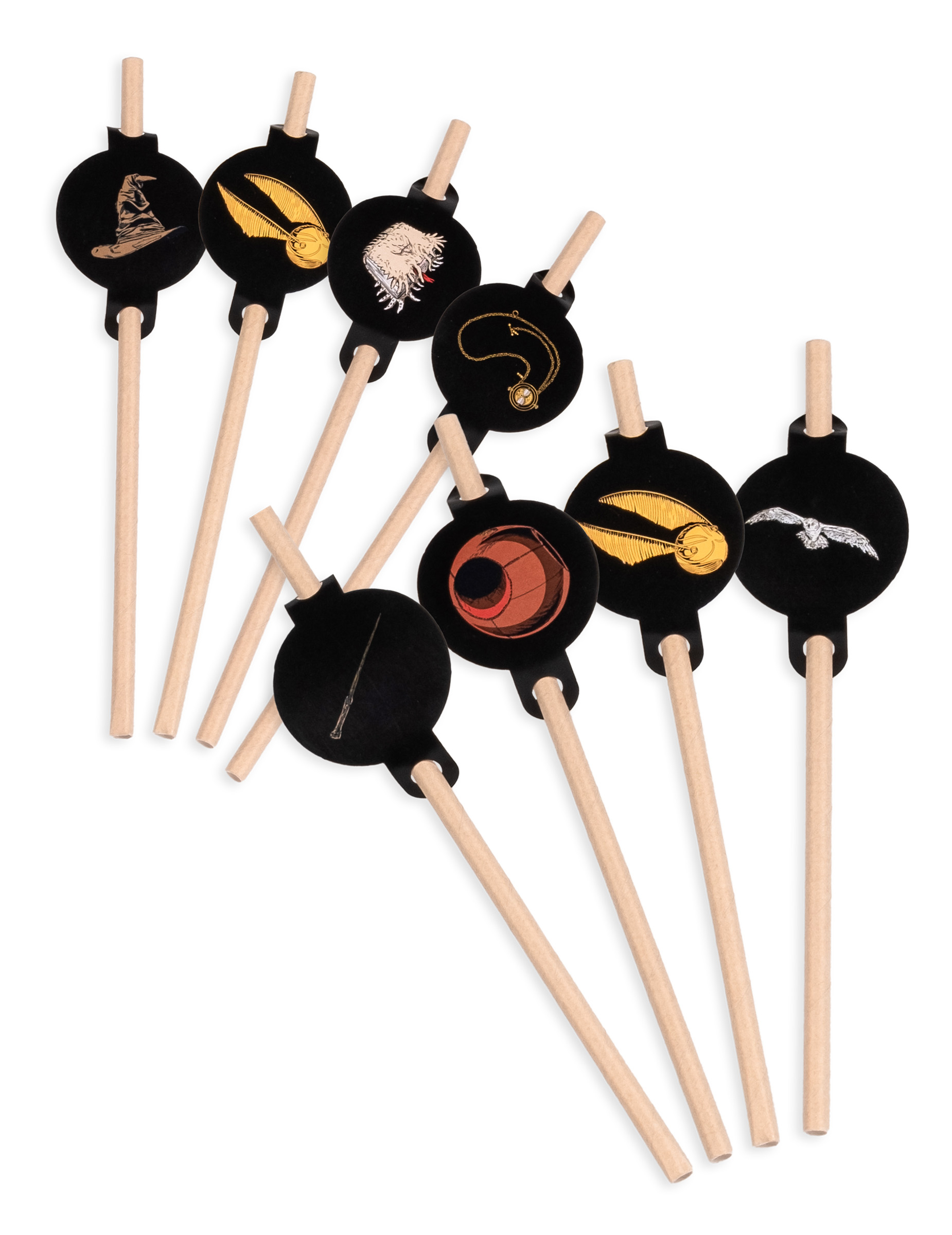 8 pailles médaillon en carton Harry Potter 20 cm
