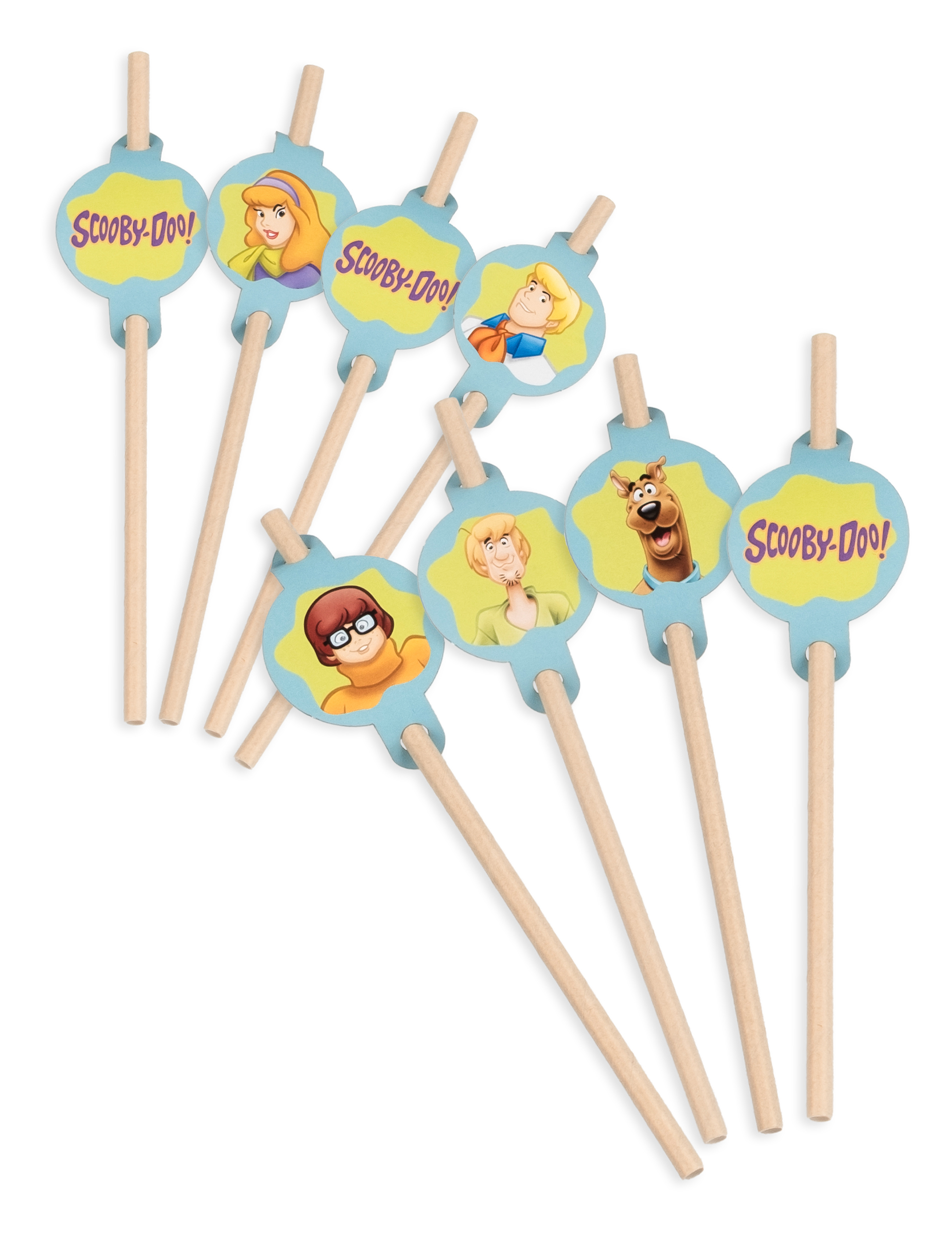 8 pailles médaillon en carton Scooby-Doo 20cm