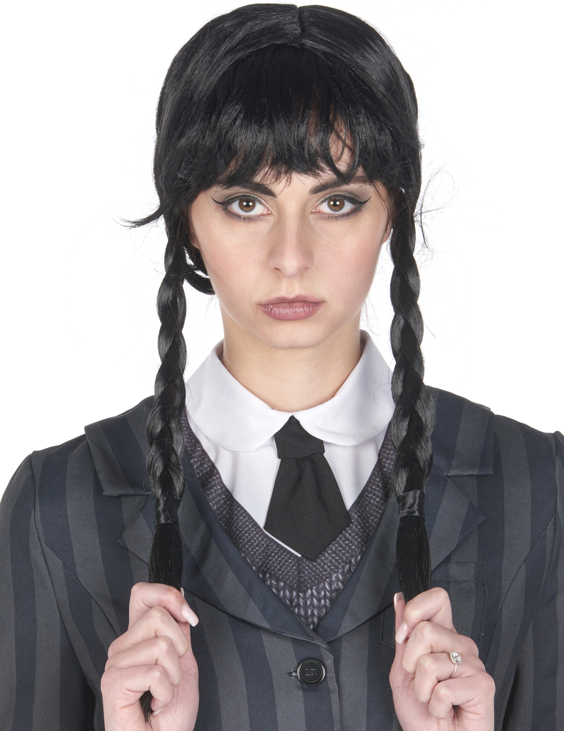 Perruque gothique à tresses noires adulte