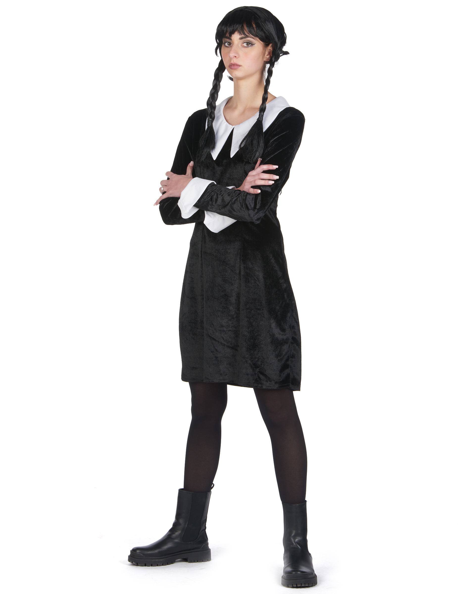 Déguisement écolière gothique velours noire femme