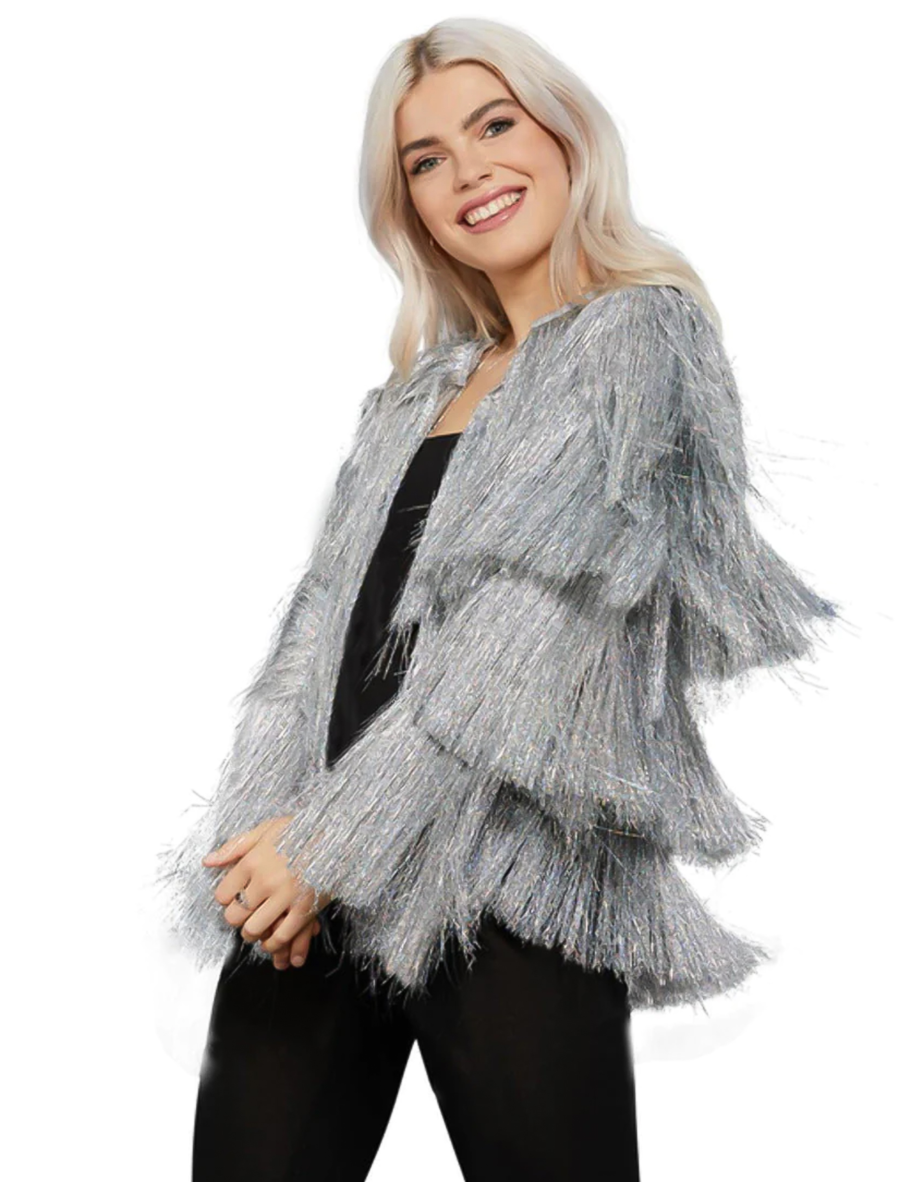Veste de festival à franges argent