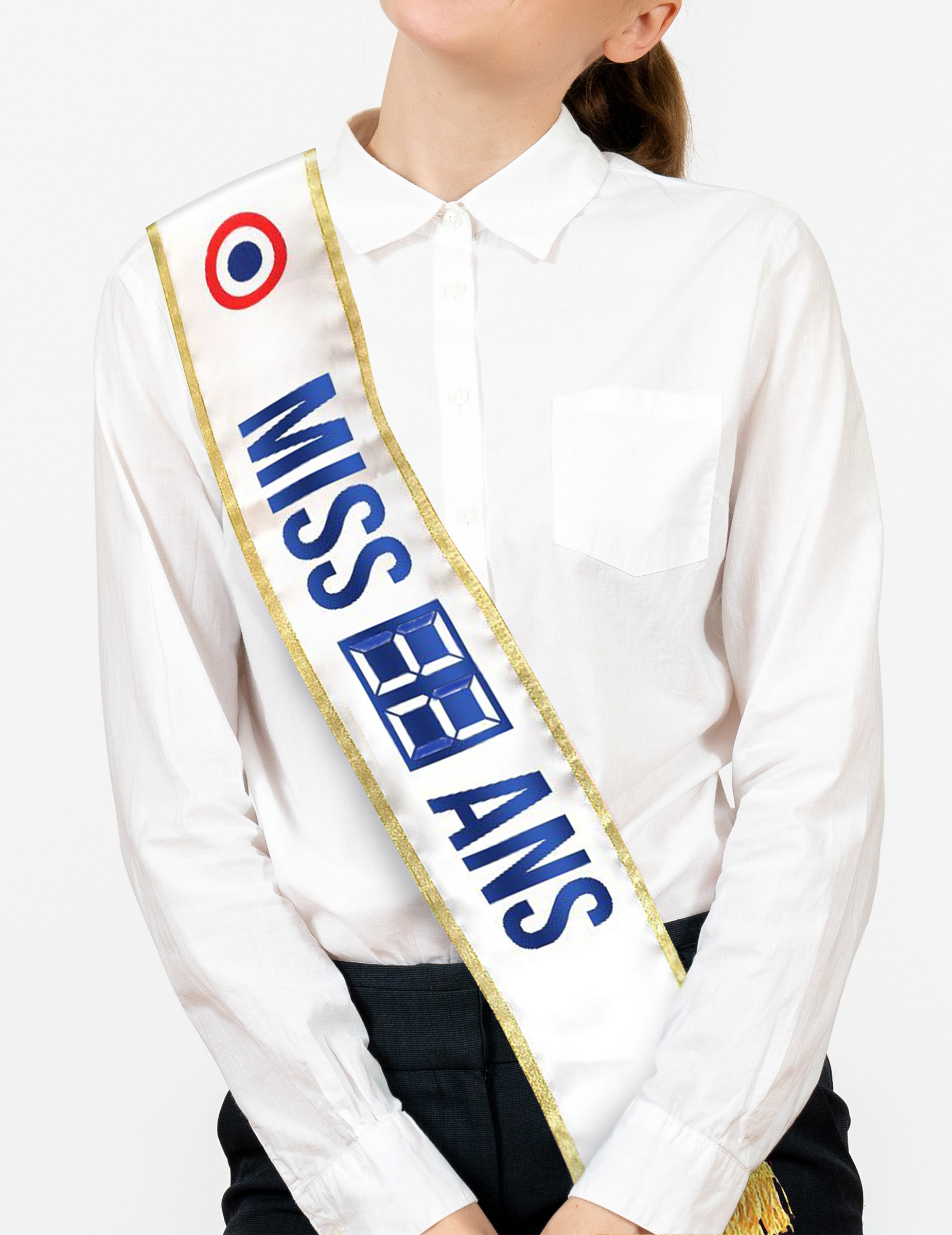 Echarpe de miss personnalisable anniversaire avec diplôme et feutre