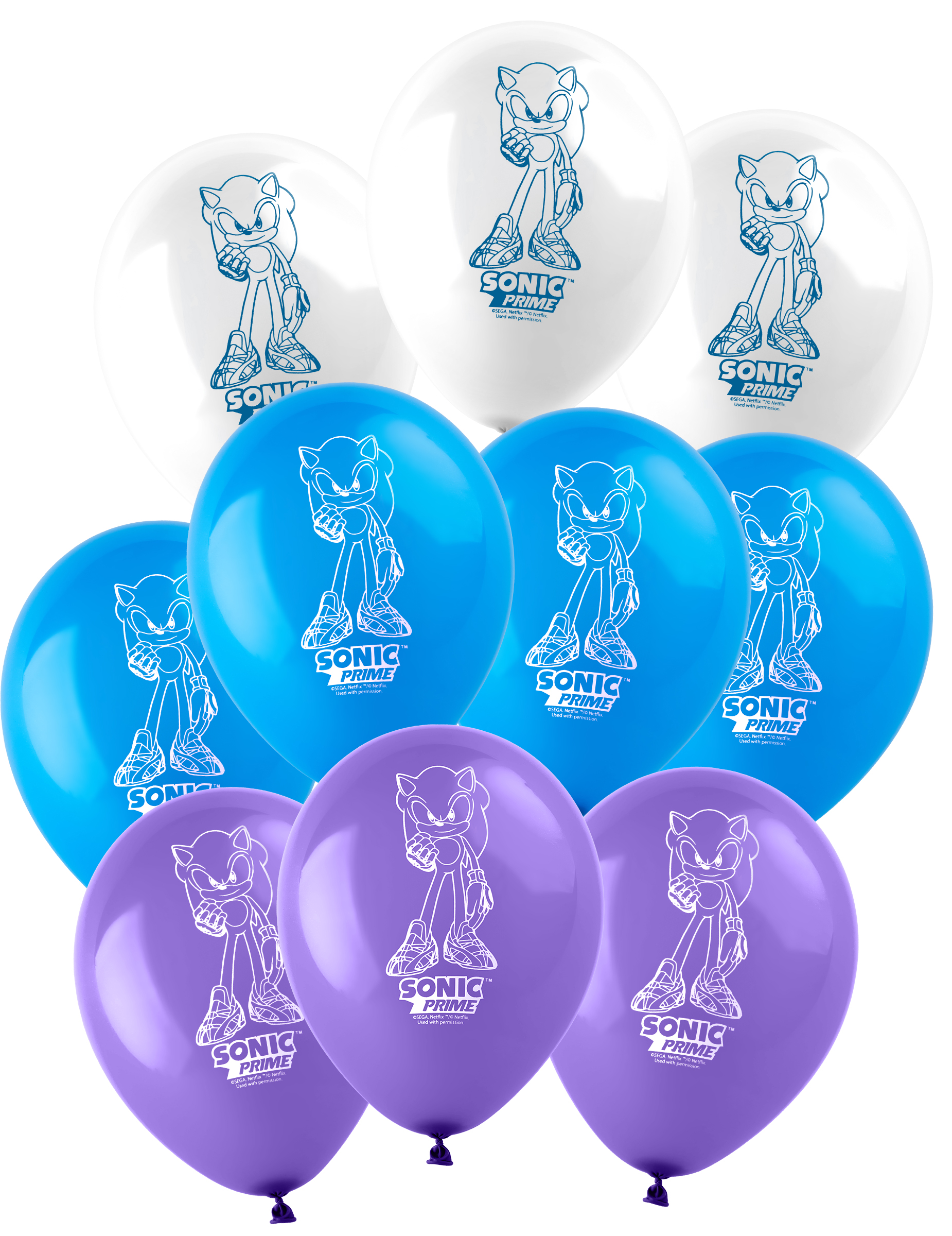 10 Ballons latex Sonic Prime 30 cm