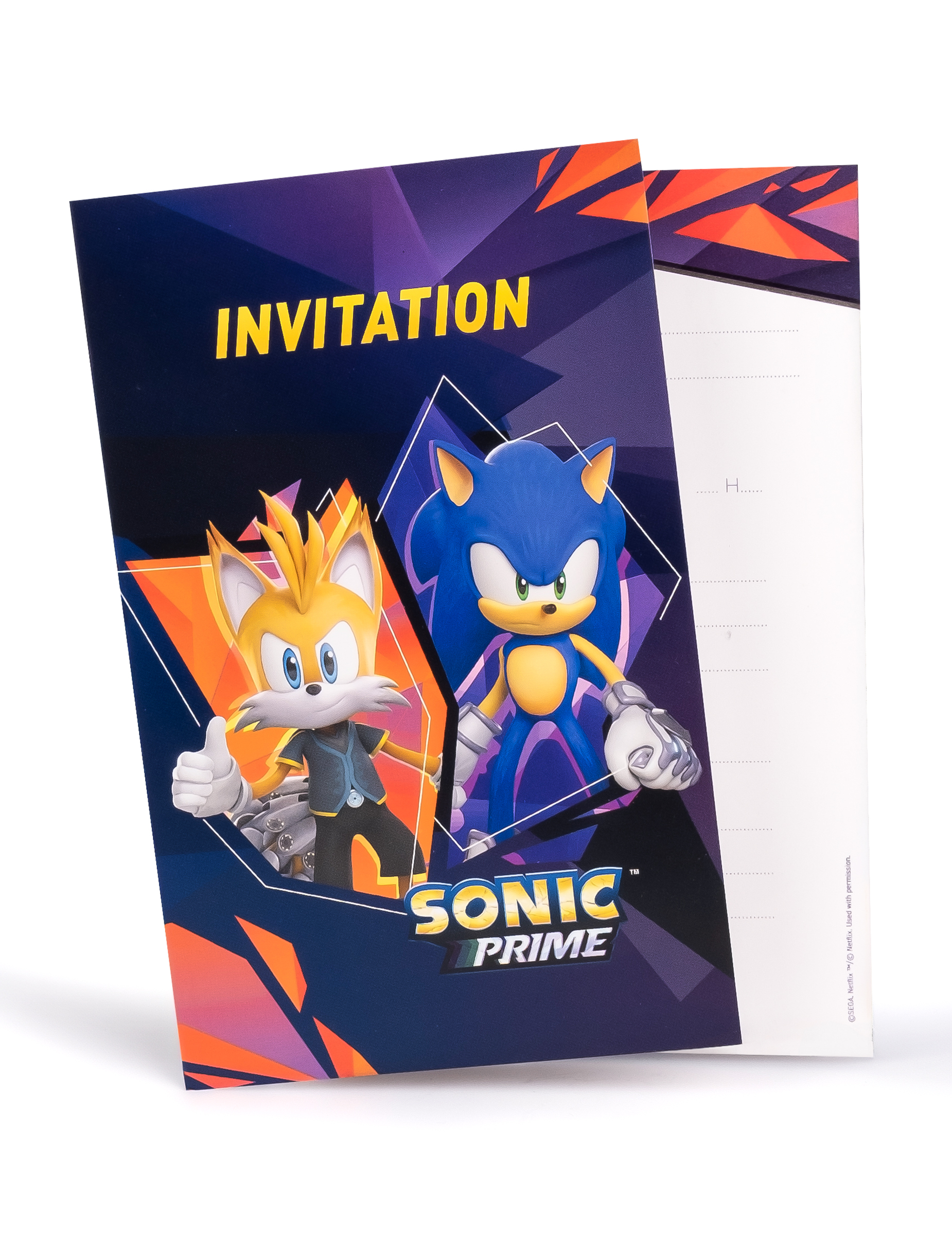 8 Cartes d'invitation Sonic Prime 10 x15 cm