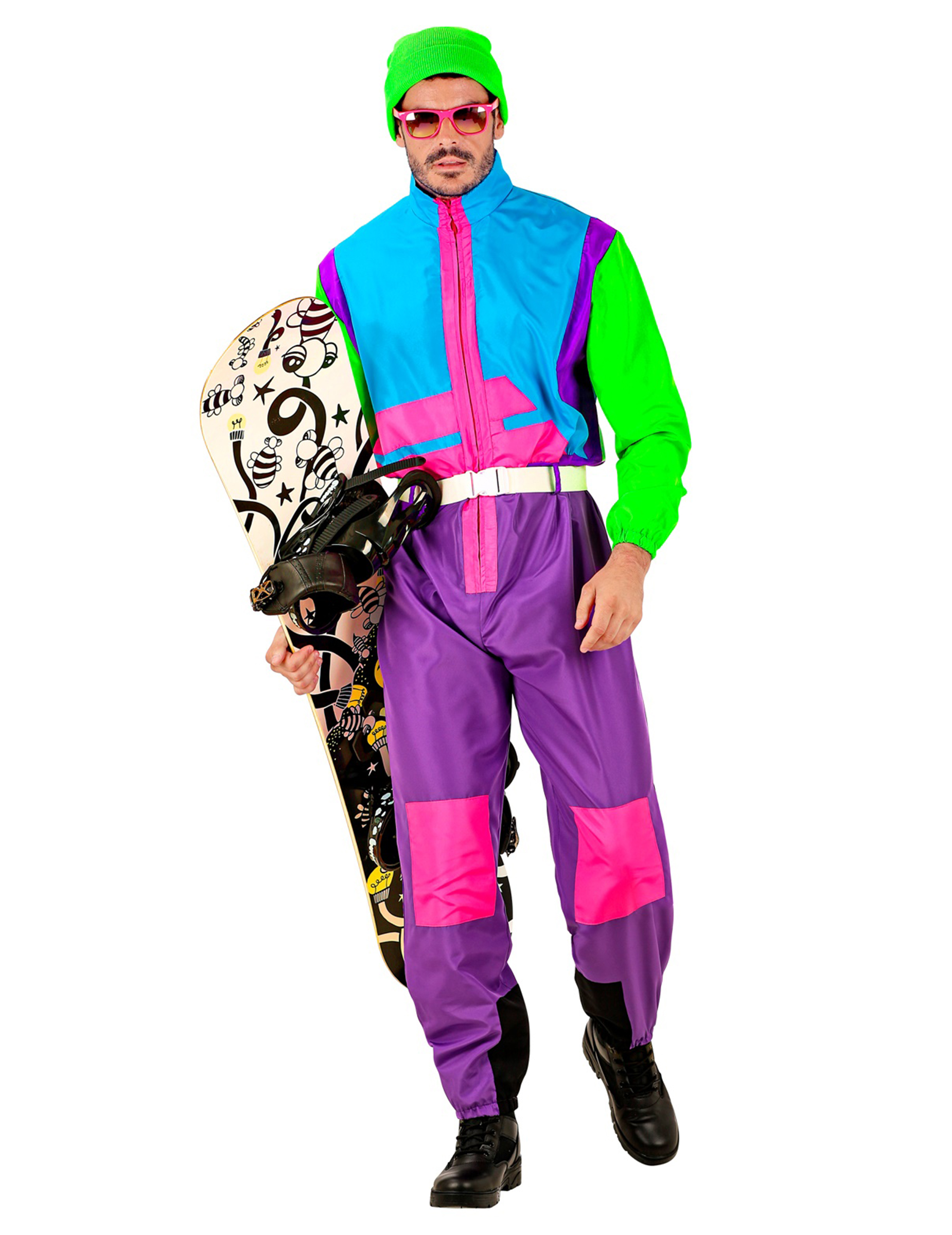 Déguisement snowboarder fluo grande taille adulte
