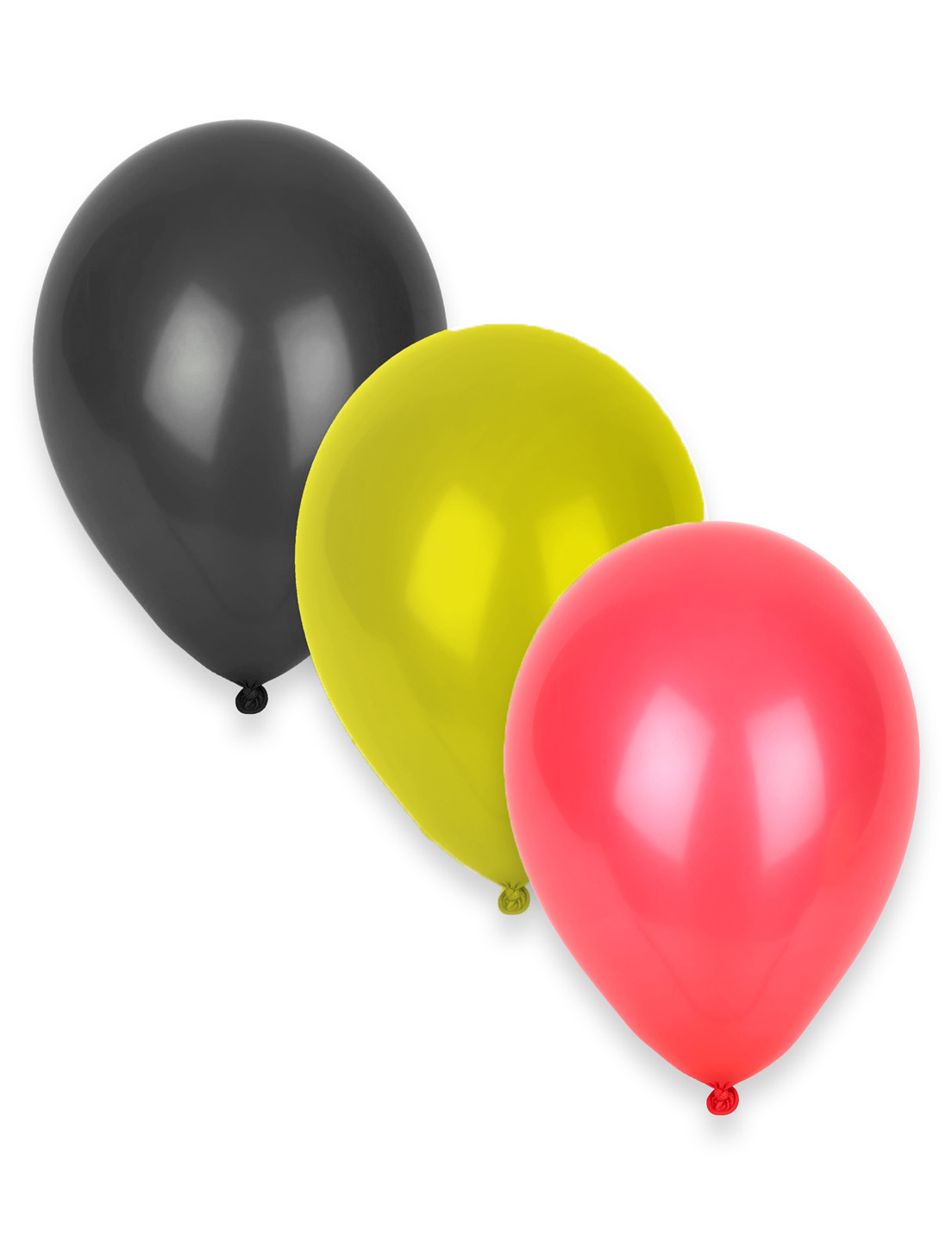 100 Ballons noir jaune rouge 30 cm