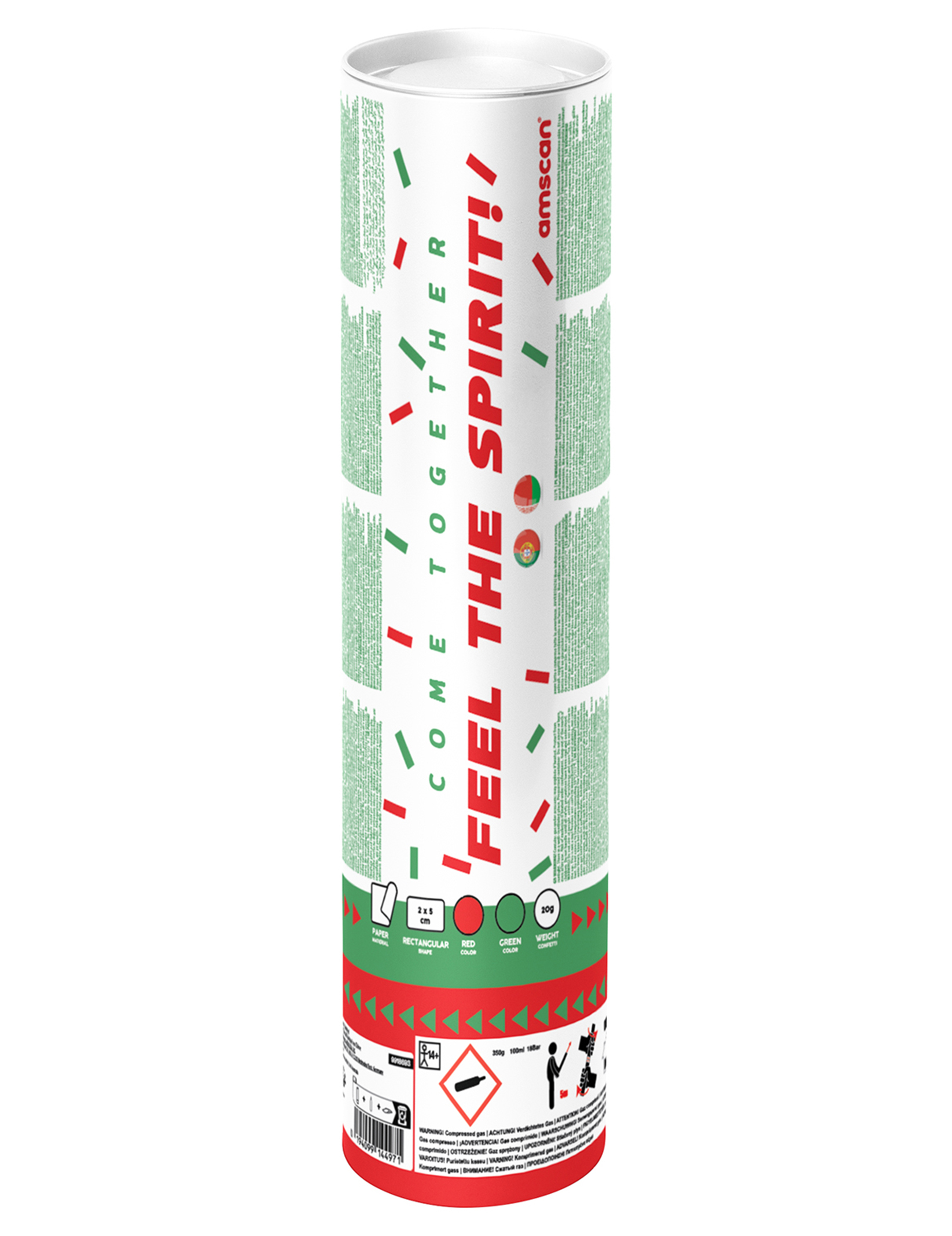 Canon à confettis rouge et vert supporter
