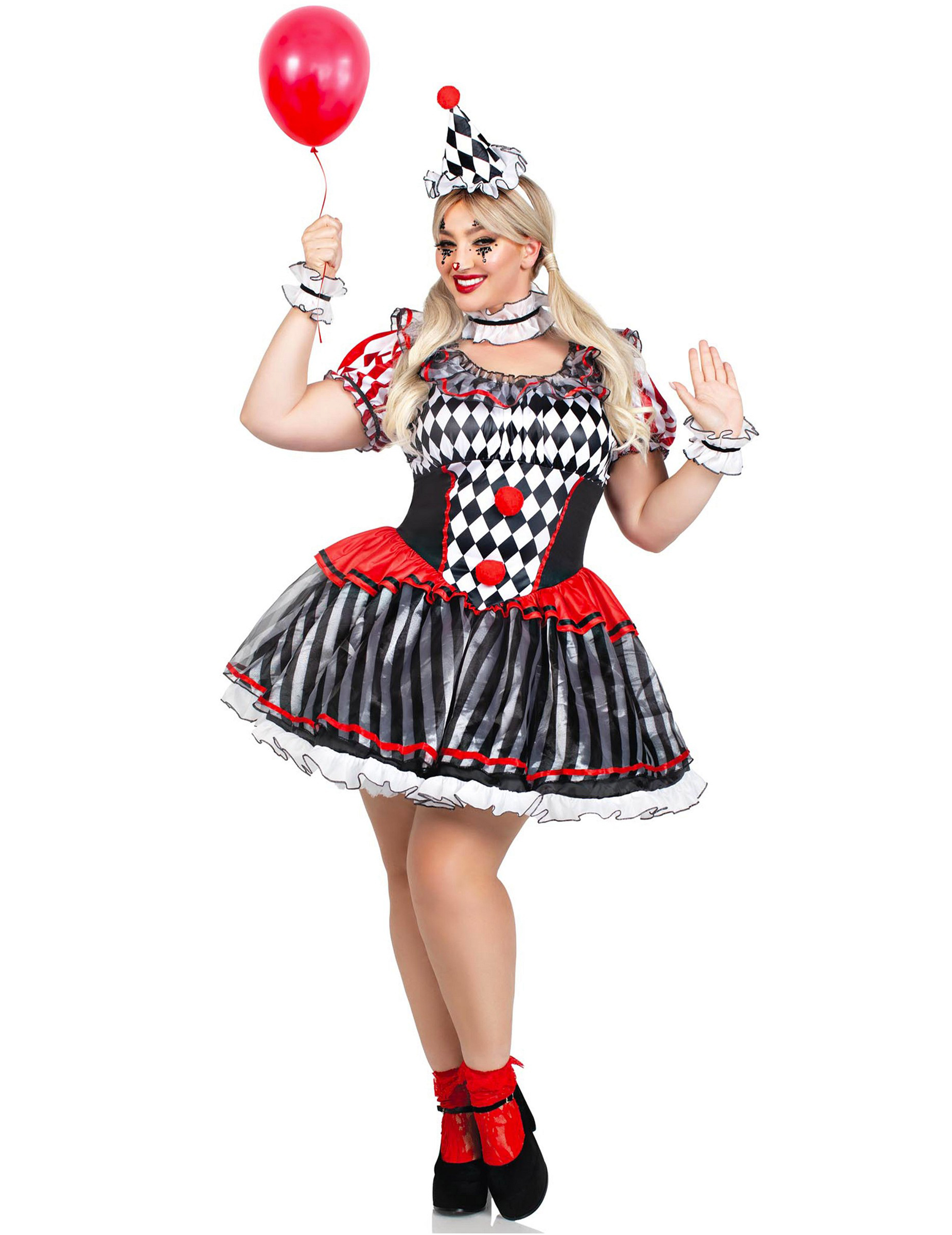 Déguisement arlequin sexy noir et blanc grande taille femme