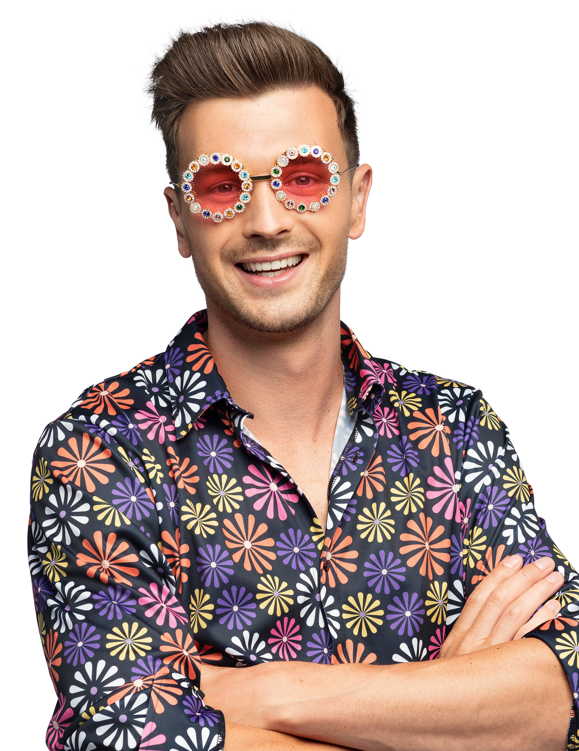 Lunettes rondes à strass colorés adulte