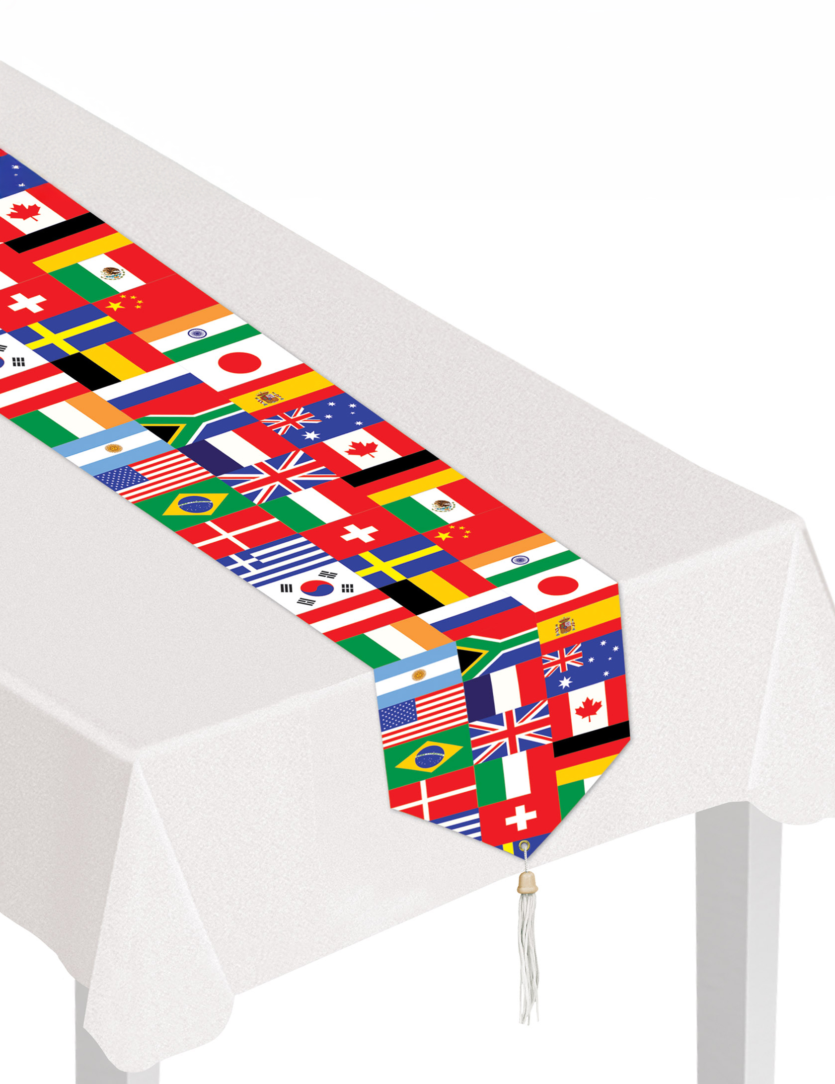 Chemin de table drapeaux pays du monde 28 x 182 cm