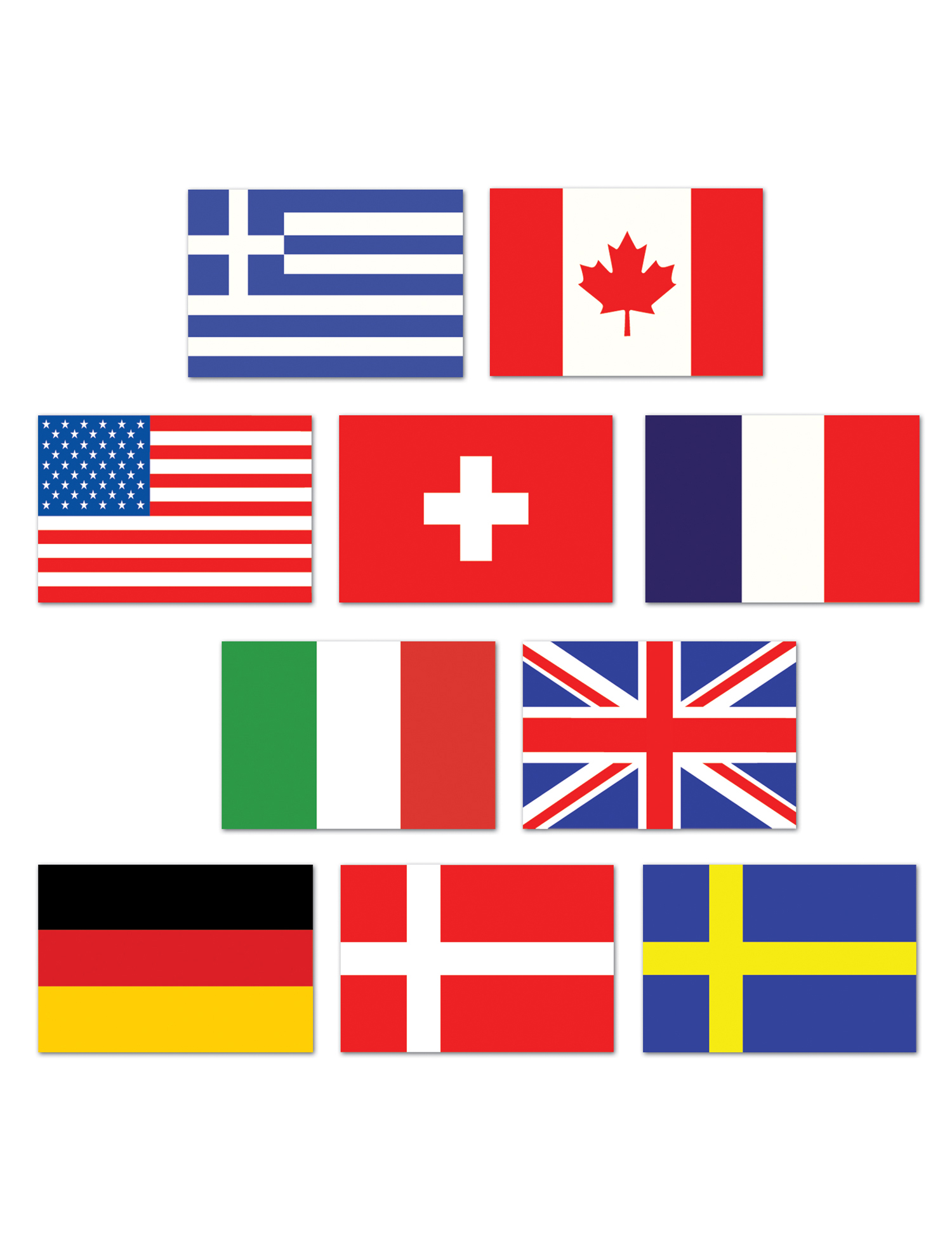 10 Mini drapeaux pays du monde de 10 cm