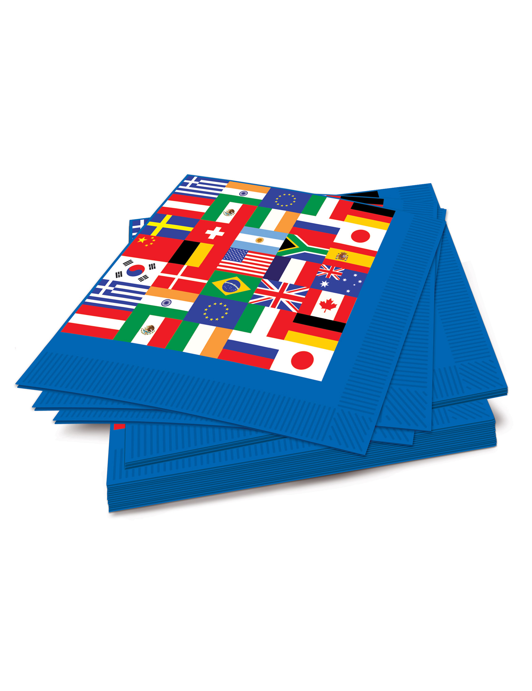 16 Serviettes drapeaux pays du monde 33 x 33 cm