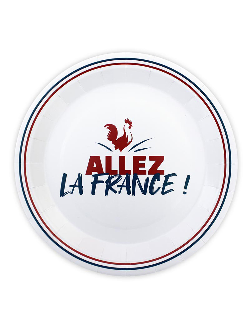 6 Assiettes en carton Allez la France 23 cm