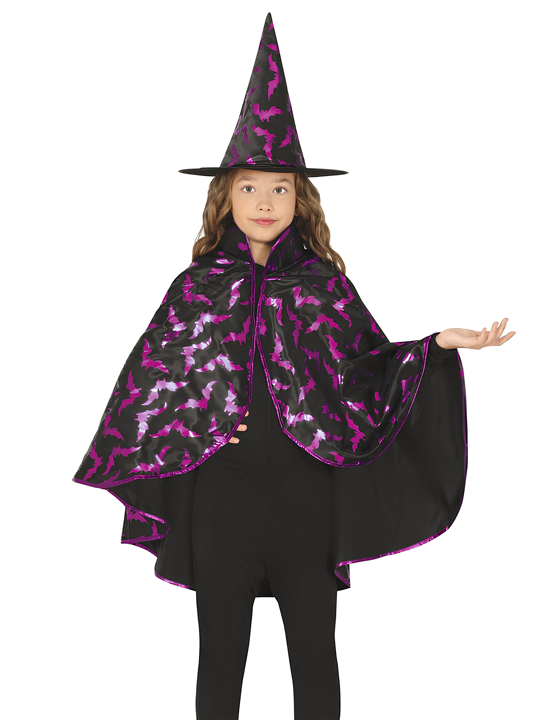 Kit cape et chapeau de sorcière chauve-souris enfant