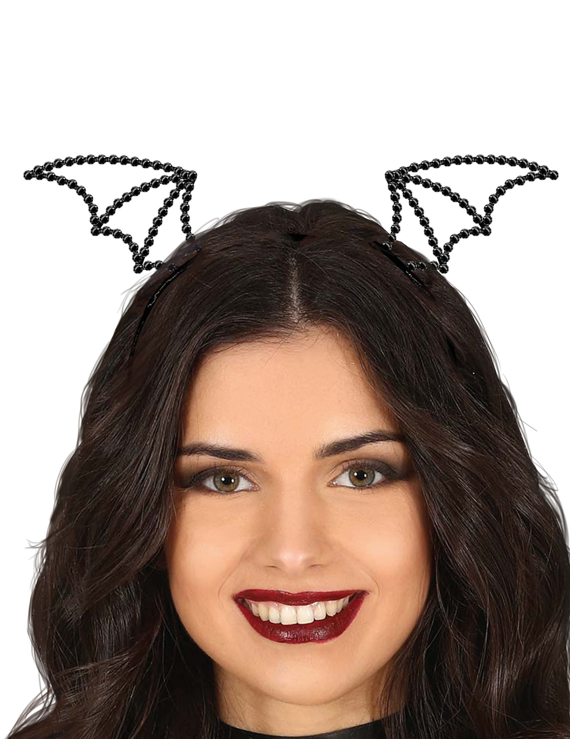 Serre-tête chauve-souris à strass noir femme
