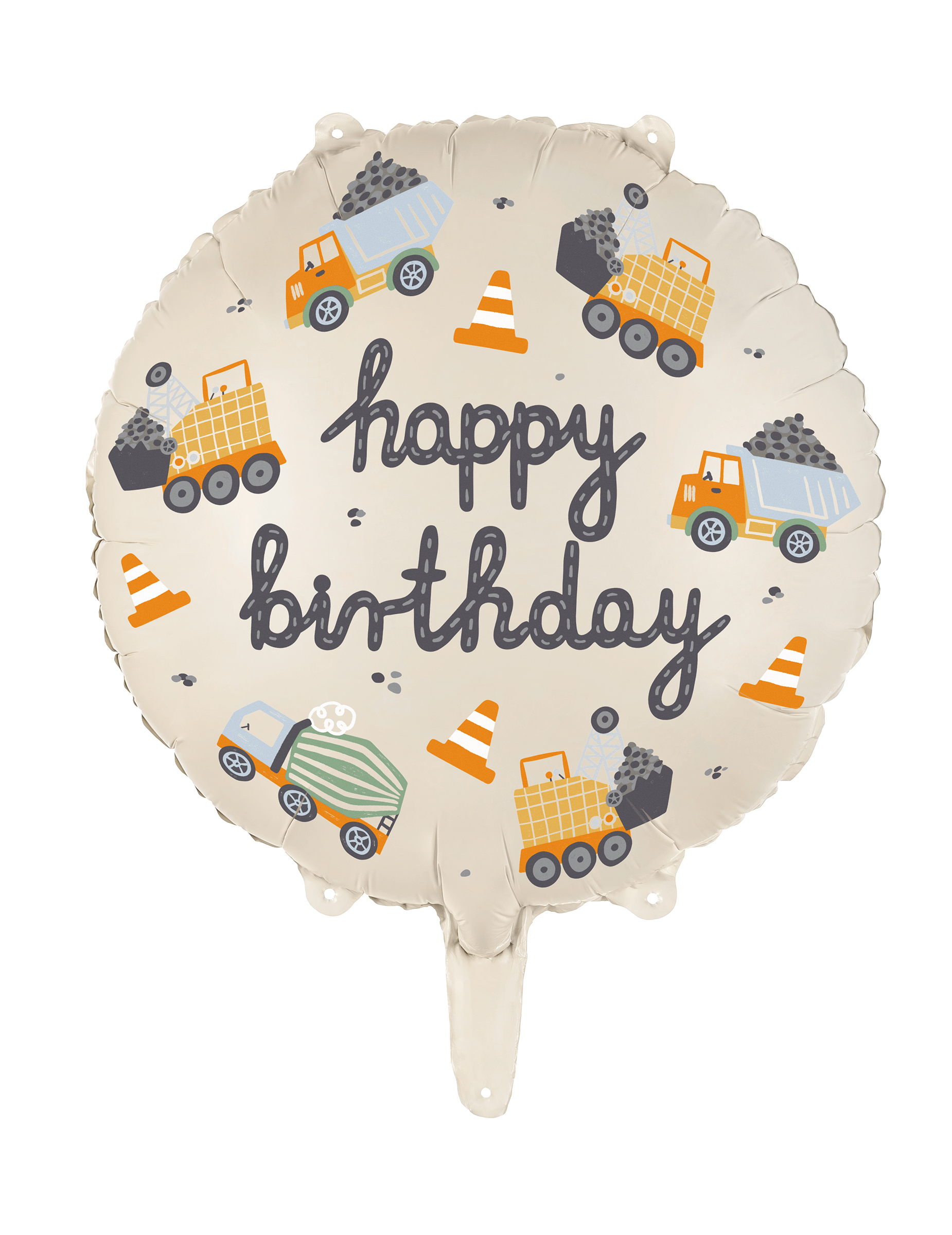 Ballon Happy Birthday camions de chantier 45 cm