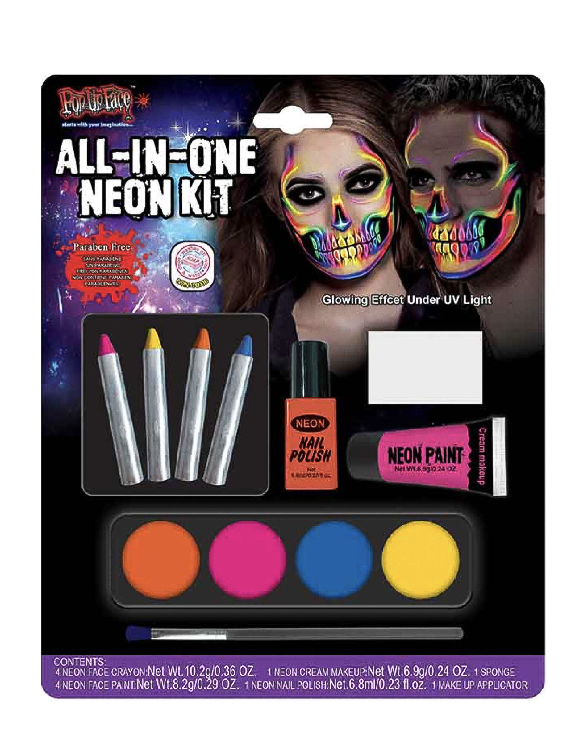 Kit maquillage multicolore néon