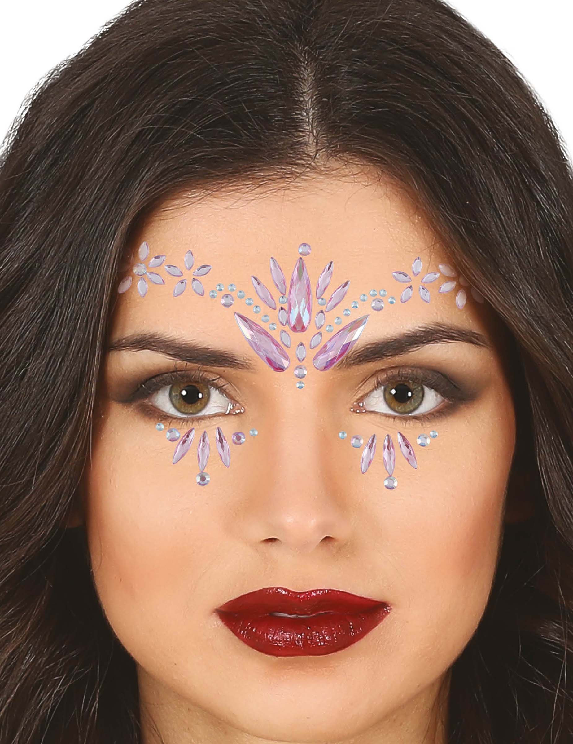 Bijoux pour visage adhésifs cristaux roses