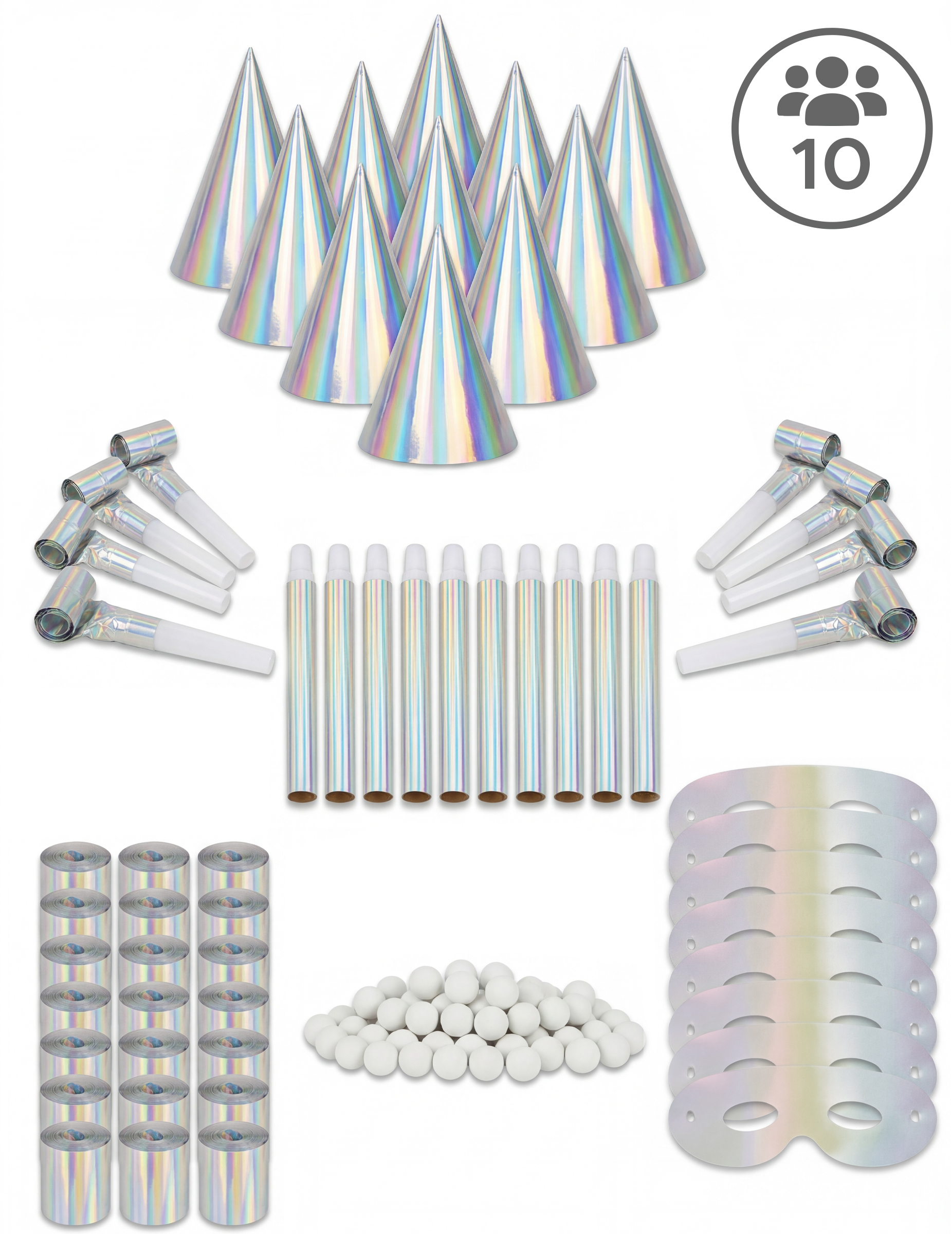 Coffret cotillons irisés 10 personnes