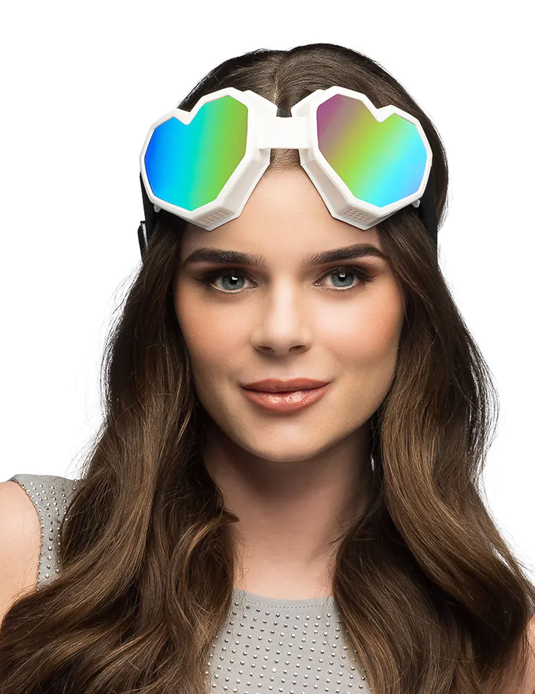 Lunettes de ski c ur blancs adulte