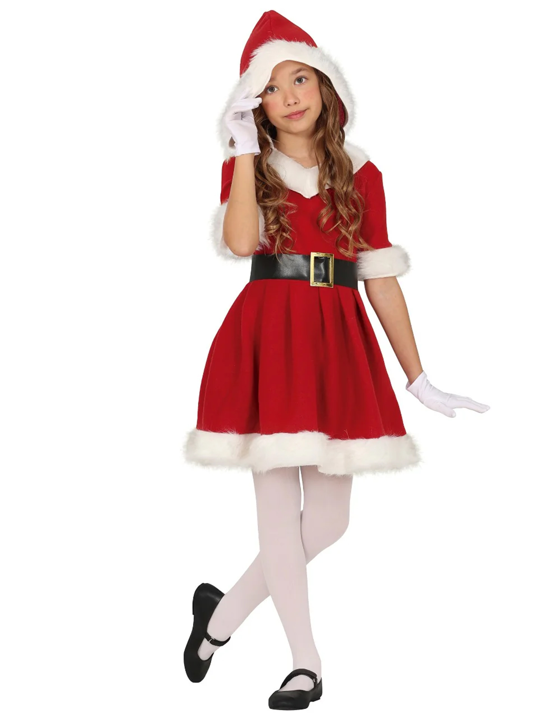 Déguisement mère Noël à capuche fille