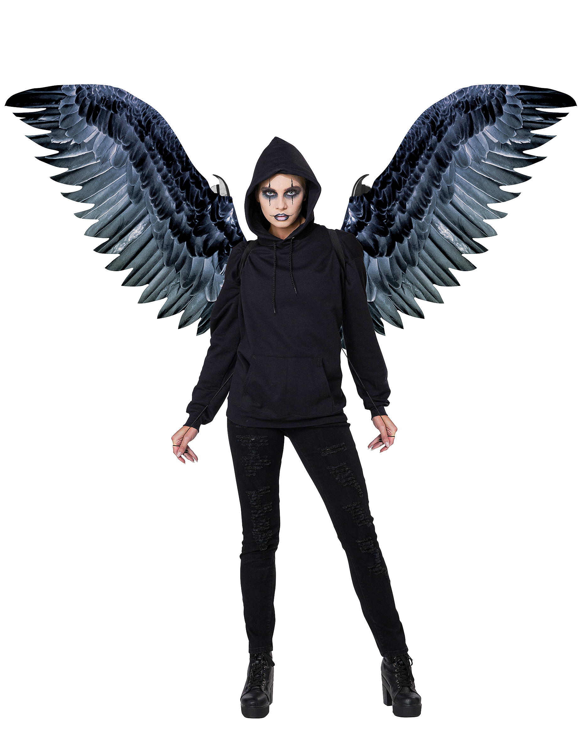 Ailes géantes de corbeau noires adulte