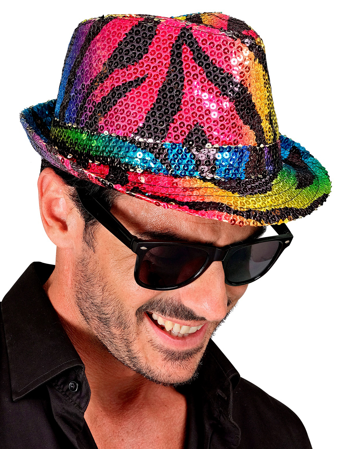 Chapeau borsalino à sequins tigré multicolore adulte