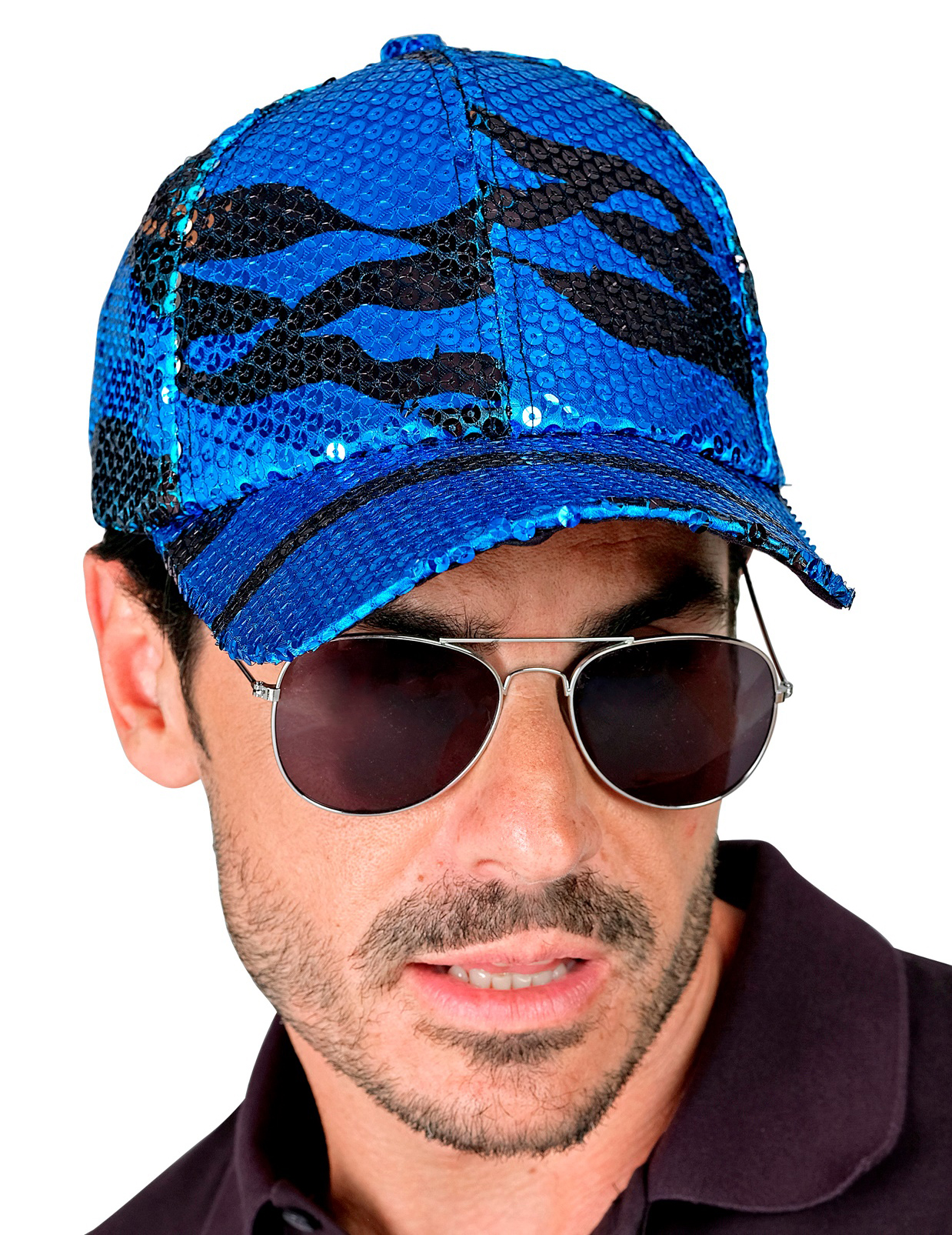 Casquette à sequins vague bleue adulte
