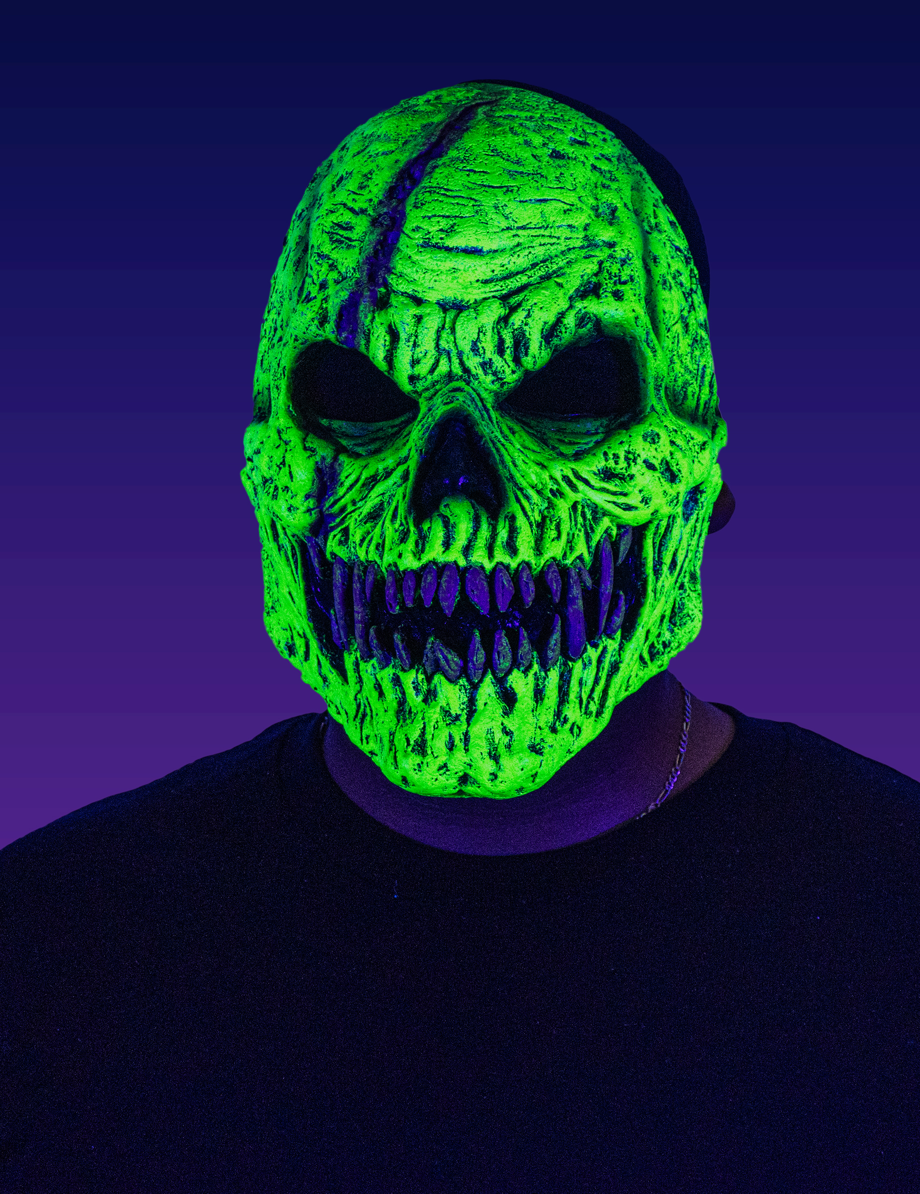 Masque squelette démoniaque vert adulte
