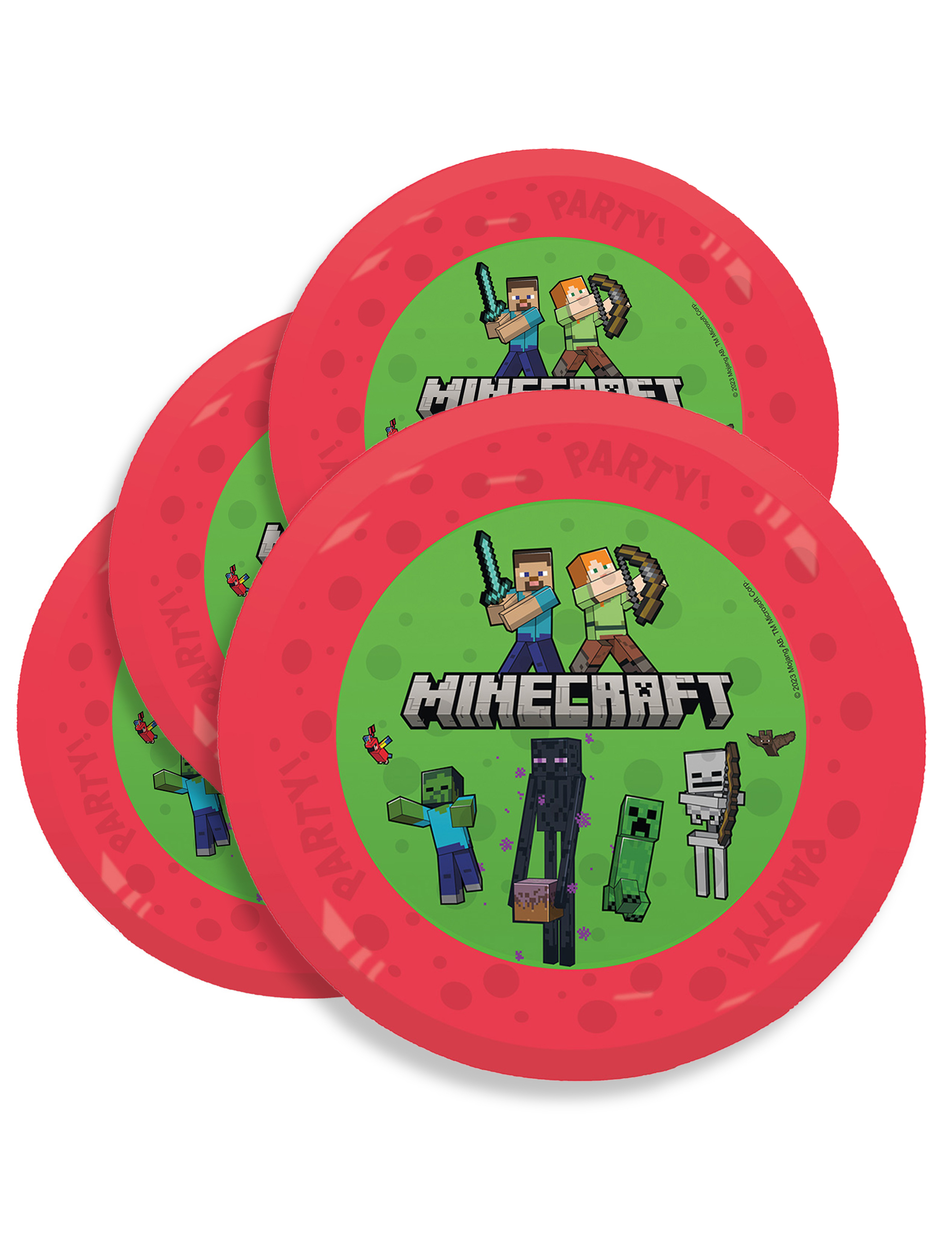 4 Assiettes réutilisables Minecraft 21 cm