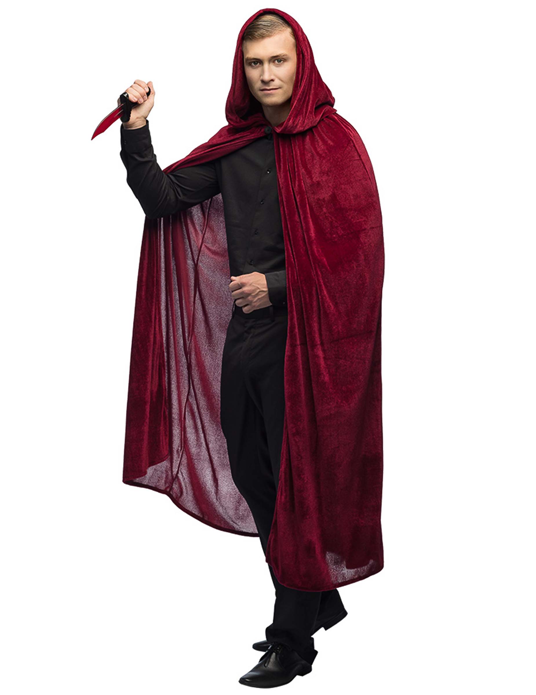 Cape à capuche rouge bordeaux 170 cm