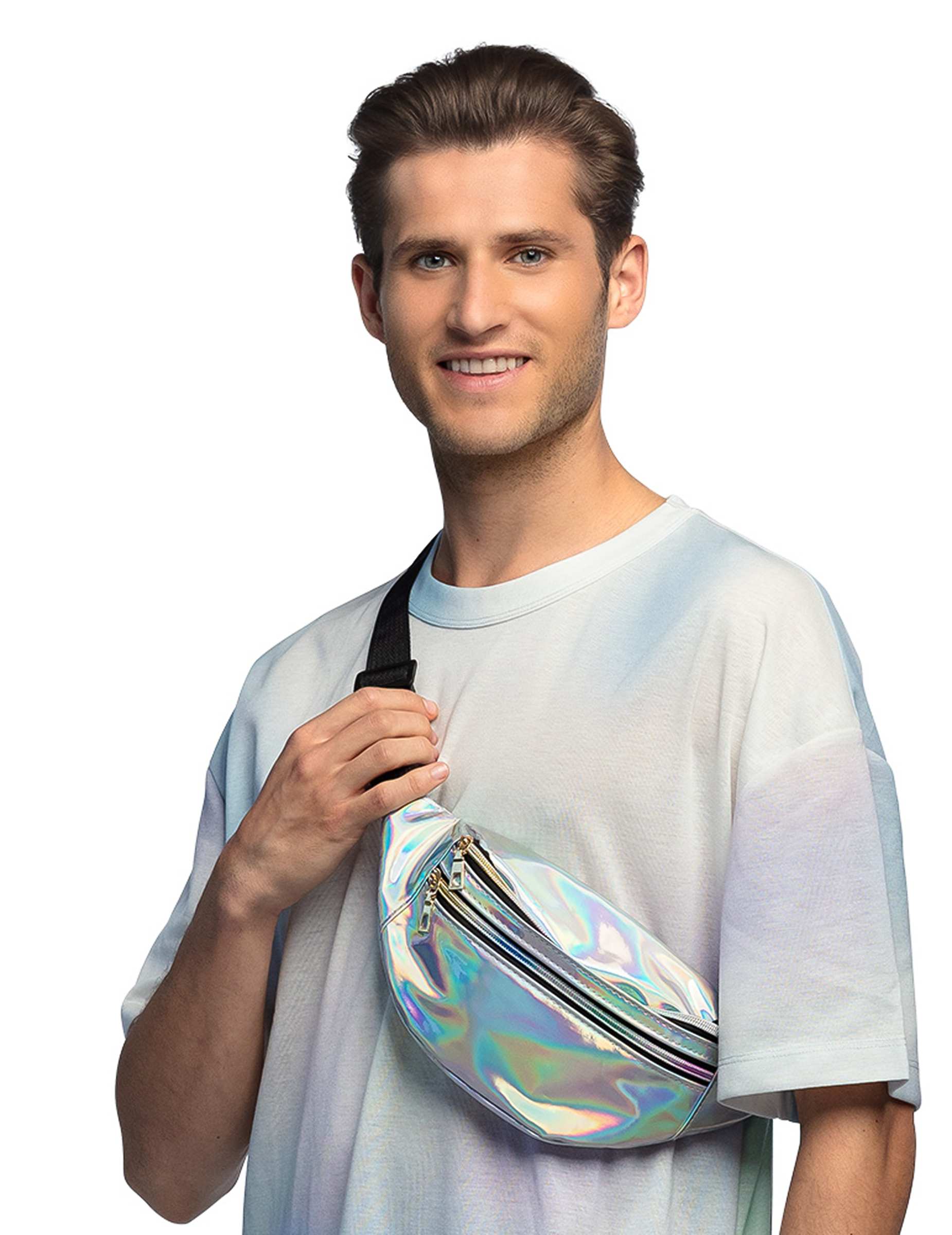 Sac banane holographique argenté