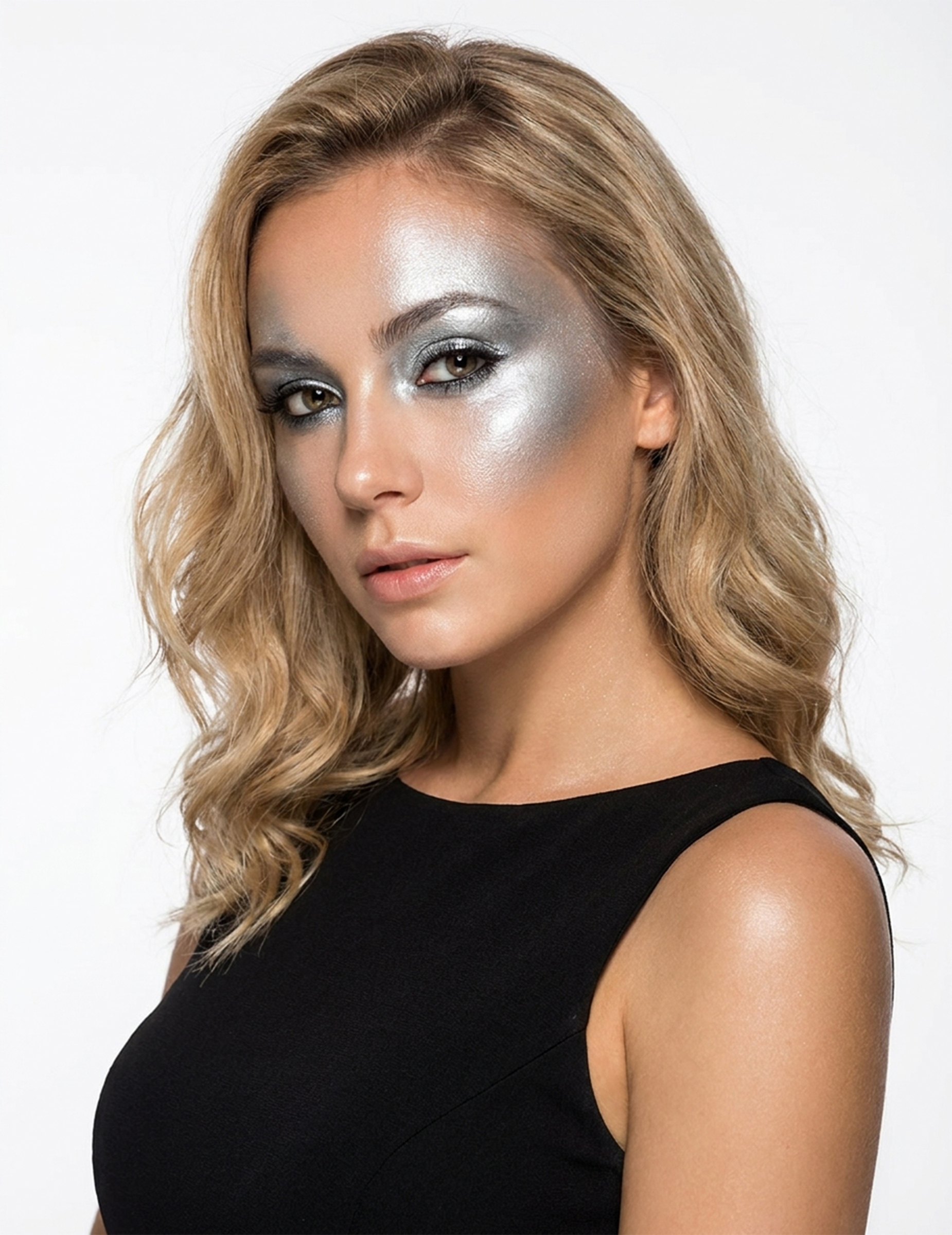 Maquillage métallique argenté