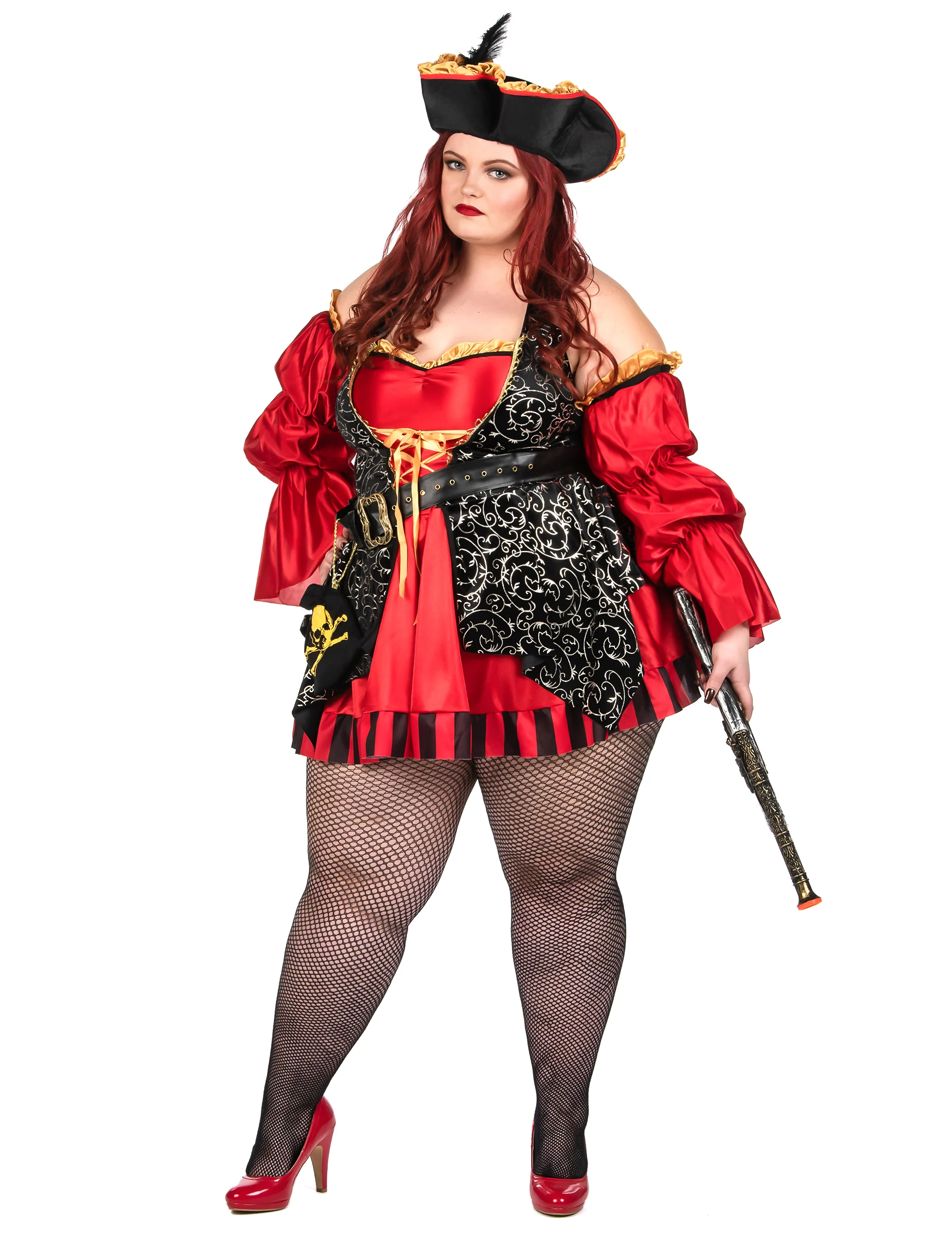 Déguisement pirate rouge luxe grande taille femme