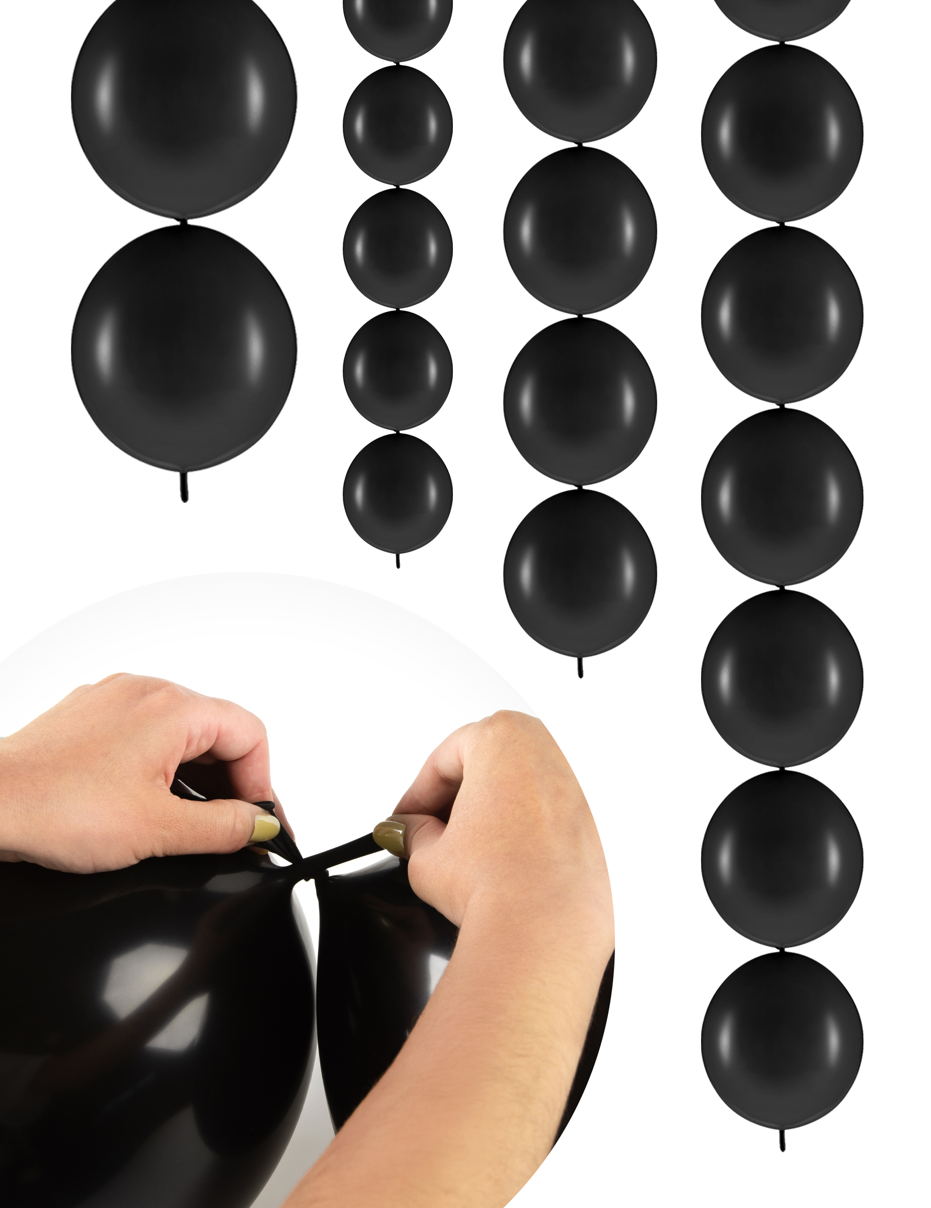 20 Ballons noir à relier 28 cm