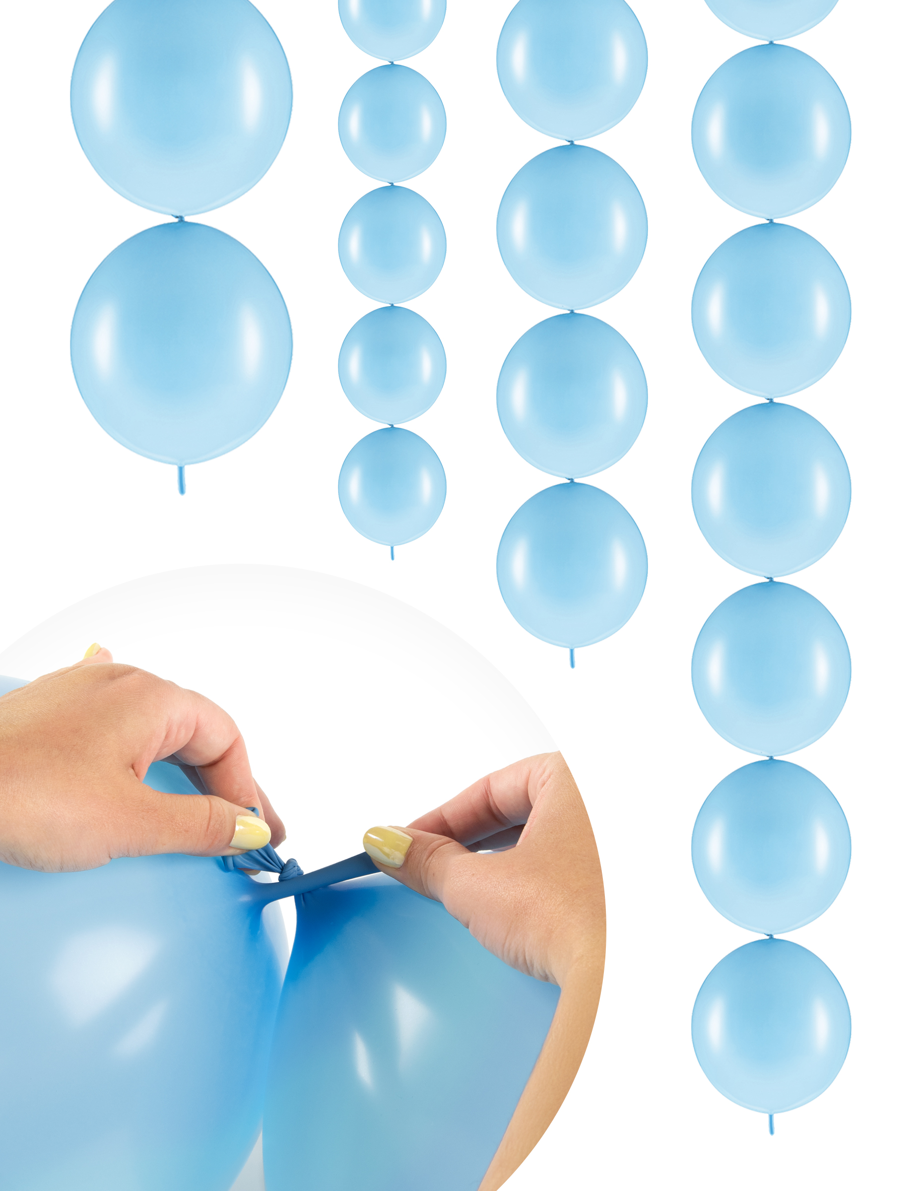 20 Ballons bleu pastel à relier 28 cm