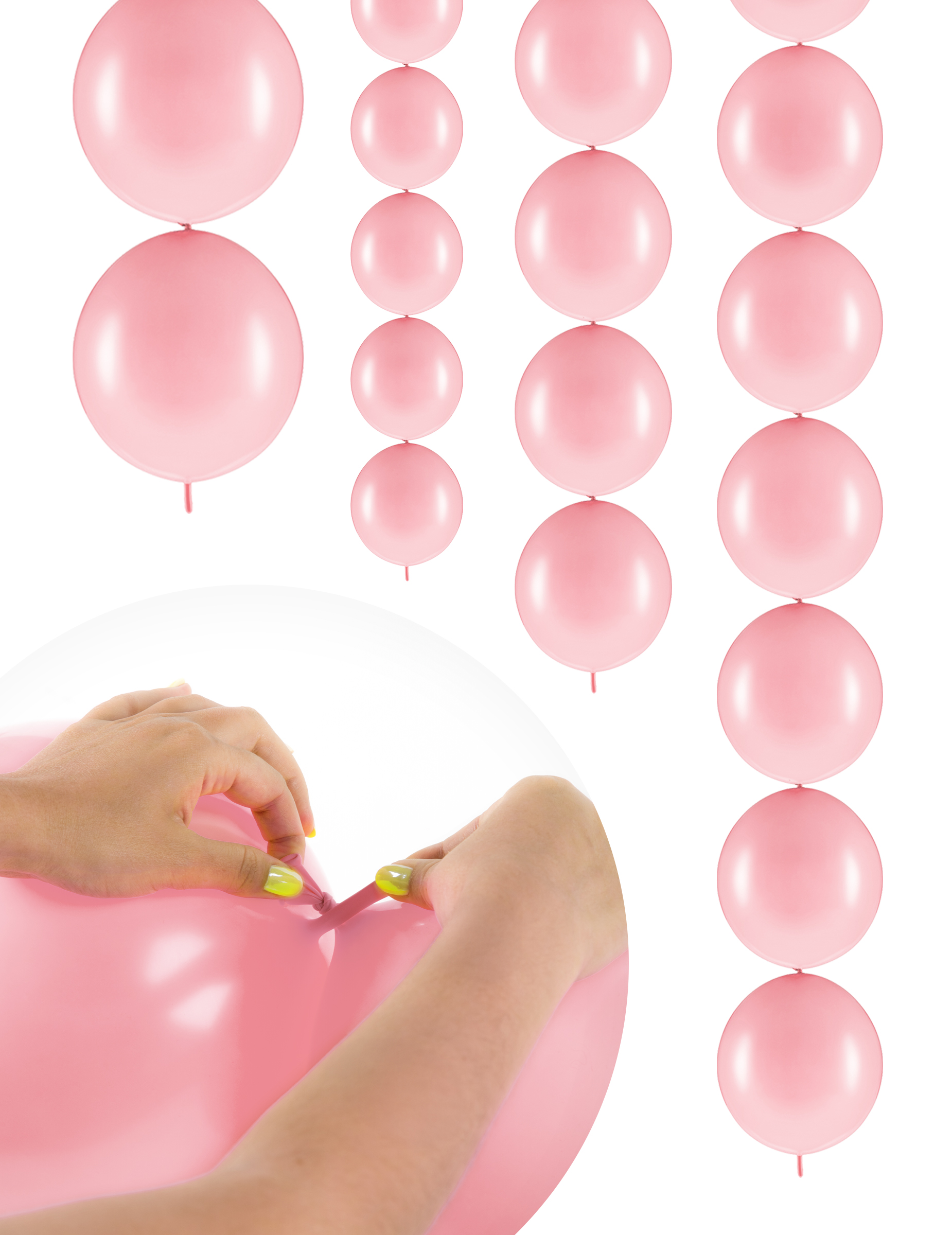 20 Ballons rose pastel à relier 28 cm