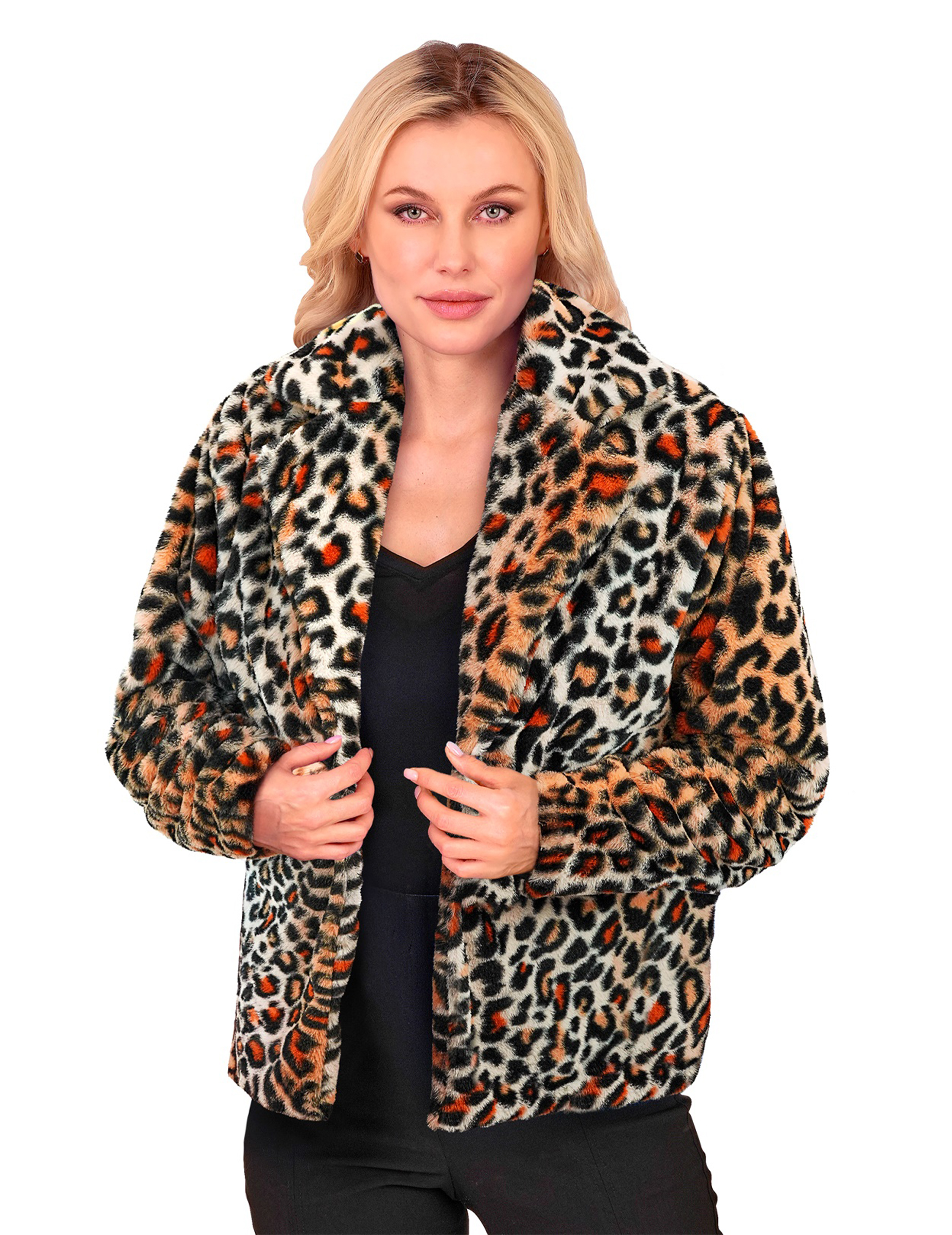 Veste en peluche léopard femme