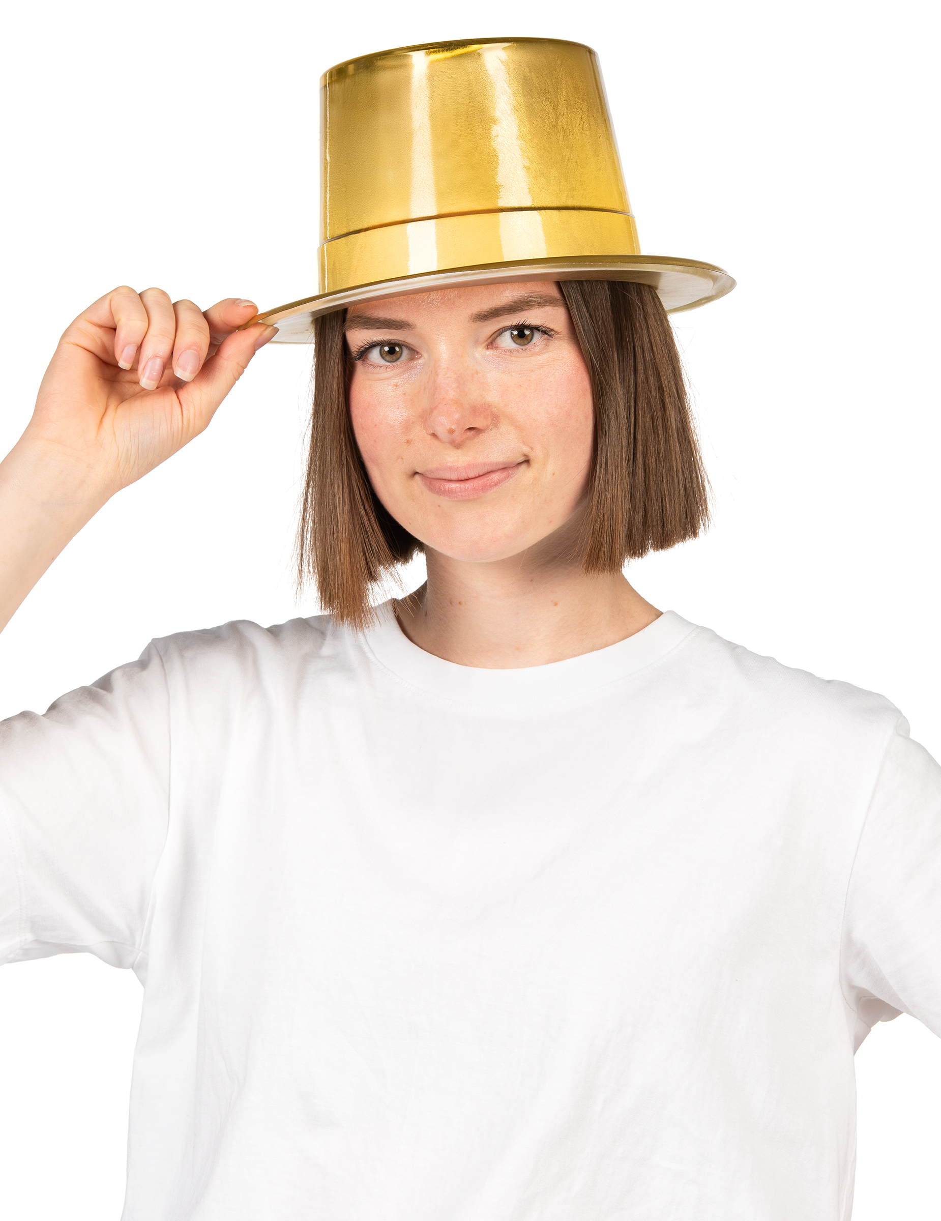 Chapeau haut de forme brillant doré