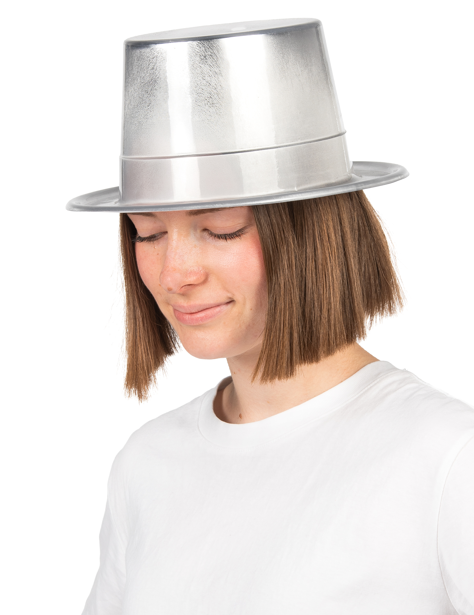 Chapeau haut de forme brillant argent
